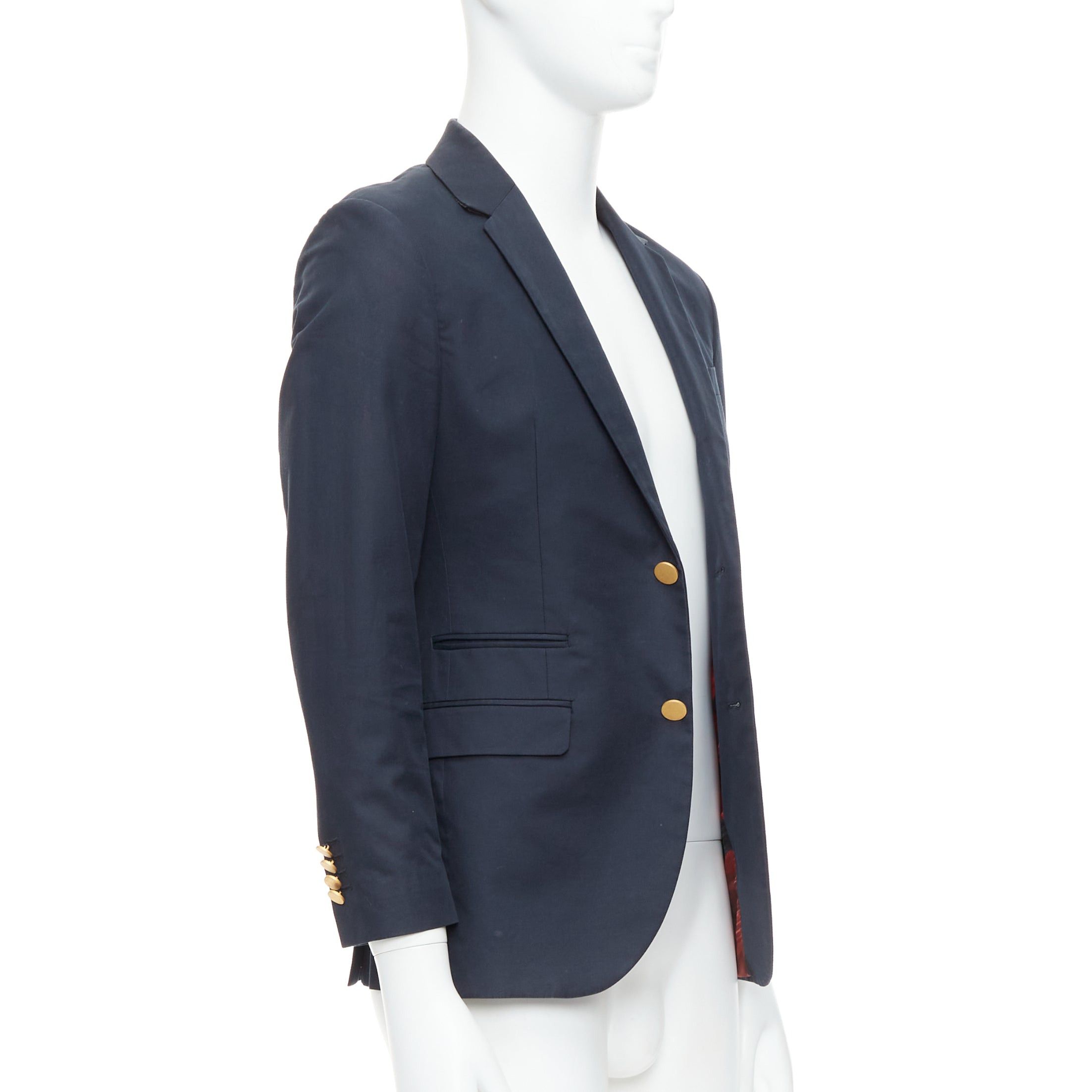 Valentino VALENTINO navy cotton red camoflage lined gold button blazer IT44 XS Size 44R - 3 Thumbnail