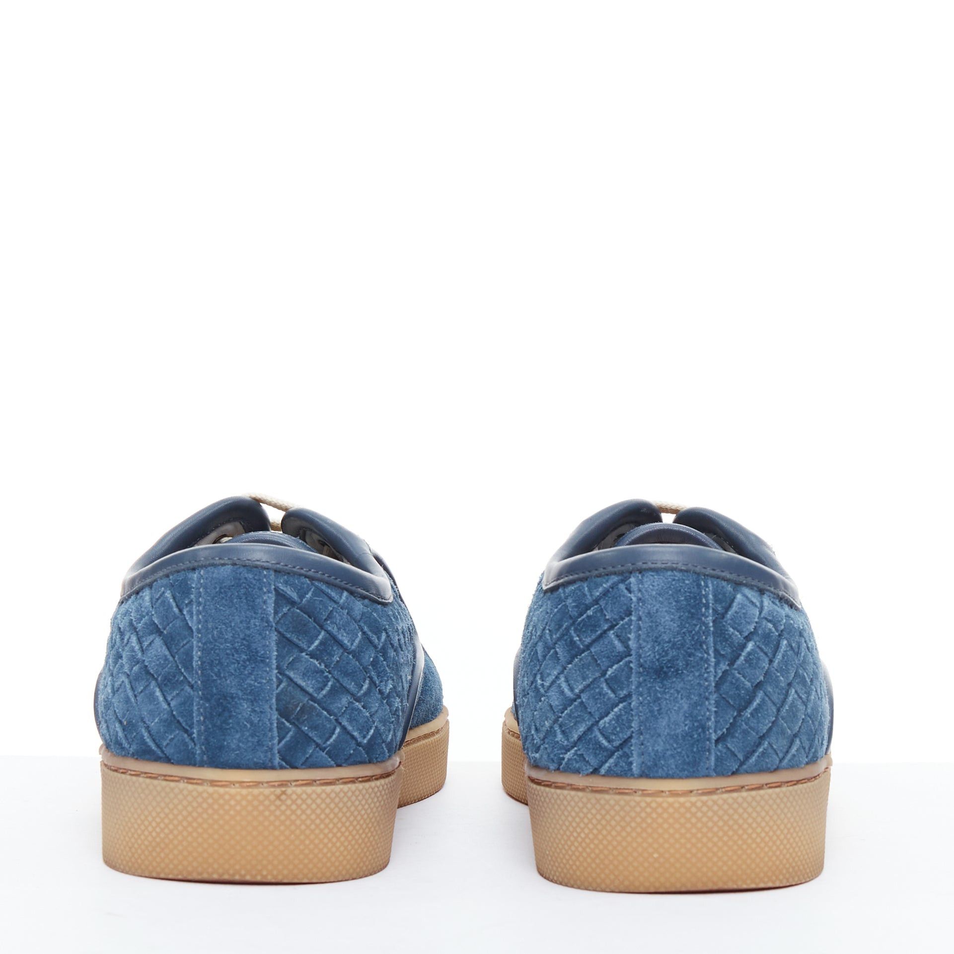 Bottega Veneta BOTTEGA VENETA blue suede intrecciato woven lace up sneakers EU39.5 Size US 6.5 / EU 39-40 - 5 Thumbnail