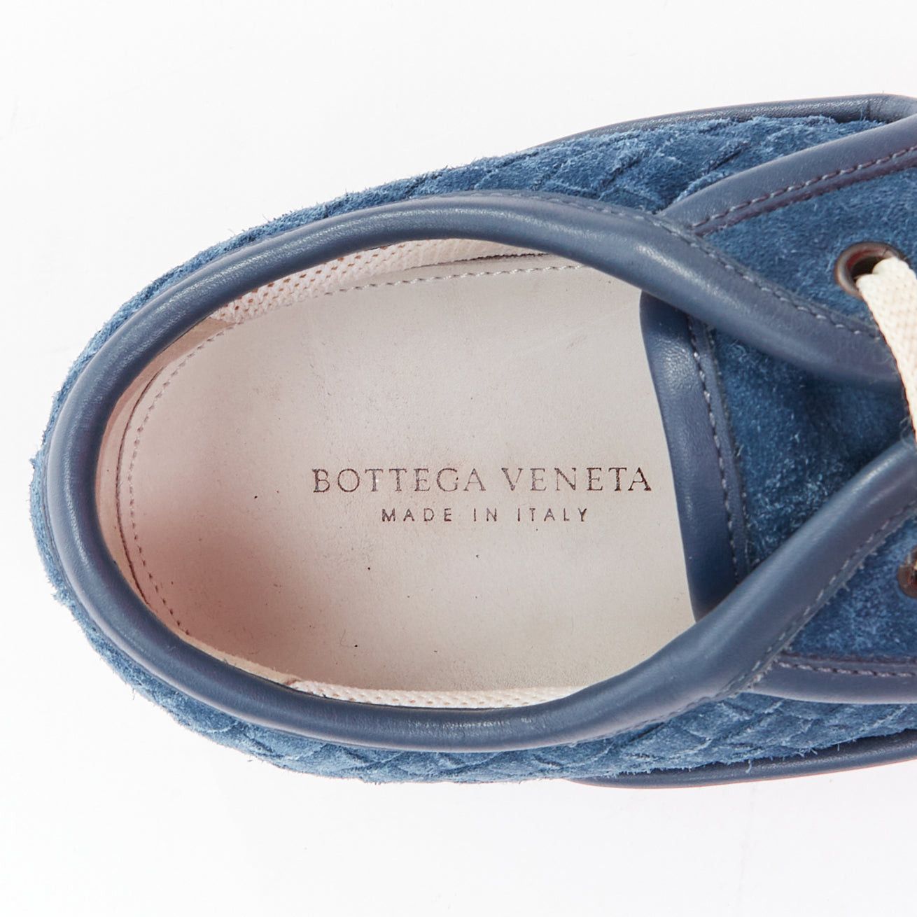 Bottega Veneta BOTTEGA VENETA blue suede intrecciato woven lace up sneakers EU39.5 Size US 6.5 / EU 39-40 - 9 Thumbnail