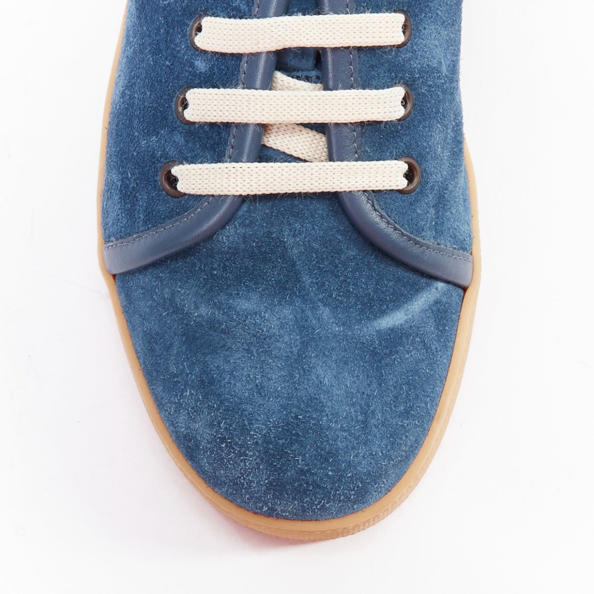 Bottega Veneta BOTTEGA VENETA blue suede intrecciato woven lace up sneakers EU39.5 Size US 6.5 / EU 39-40 - 6 Thumbnail
