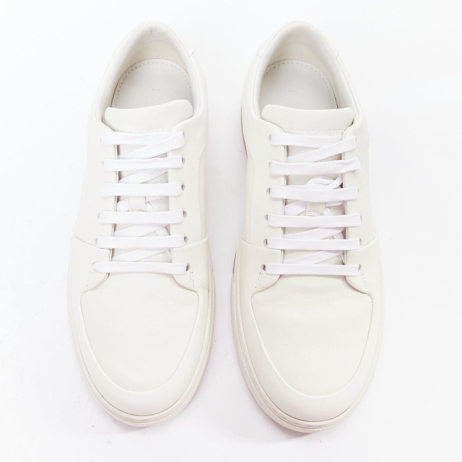 Bottega Veneta BOTTEGA VENETA white leather minimal lace up sneakers EU39 Size US 6 / EU 39 - 2 Thumbnail