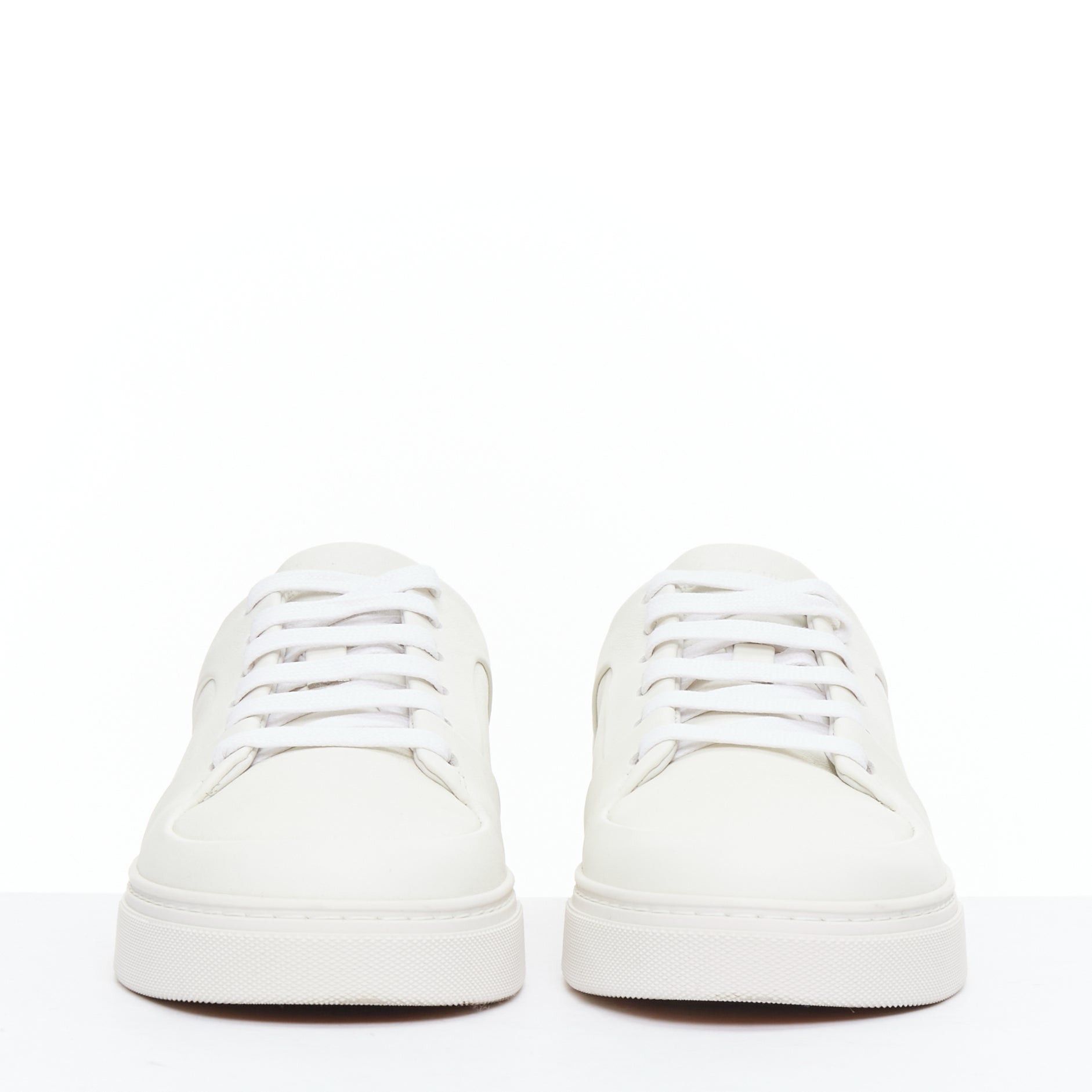 Bottega Veneta BOTTEGA VENETA white leather minimal lace up sneakers EU39 Size US 6 / EU 39 - 4 Thumbnail