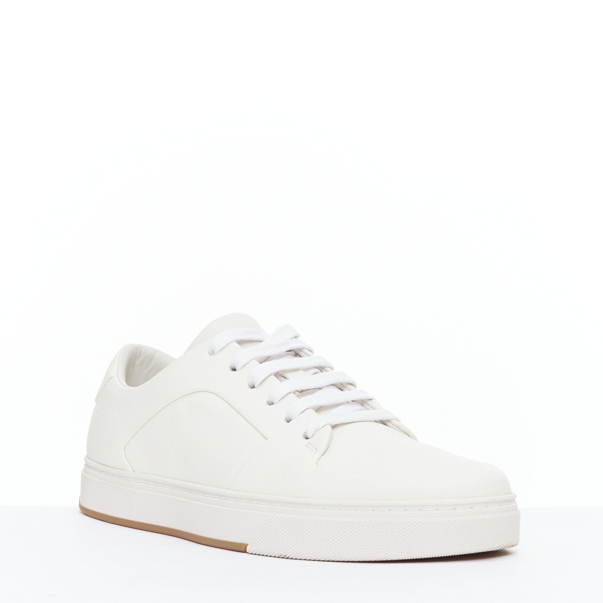 Bottega Veneta BOTTEGA VENETA white leather minimal lace up sneakers EU39 Size US 6 / EU 39 - 3 Thumbnail