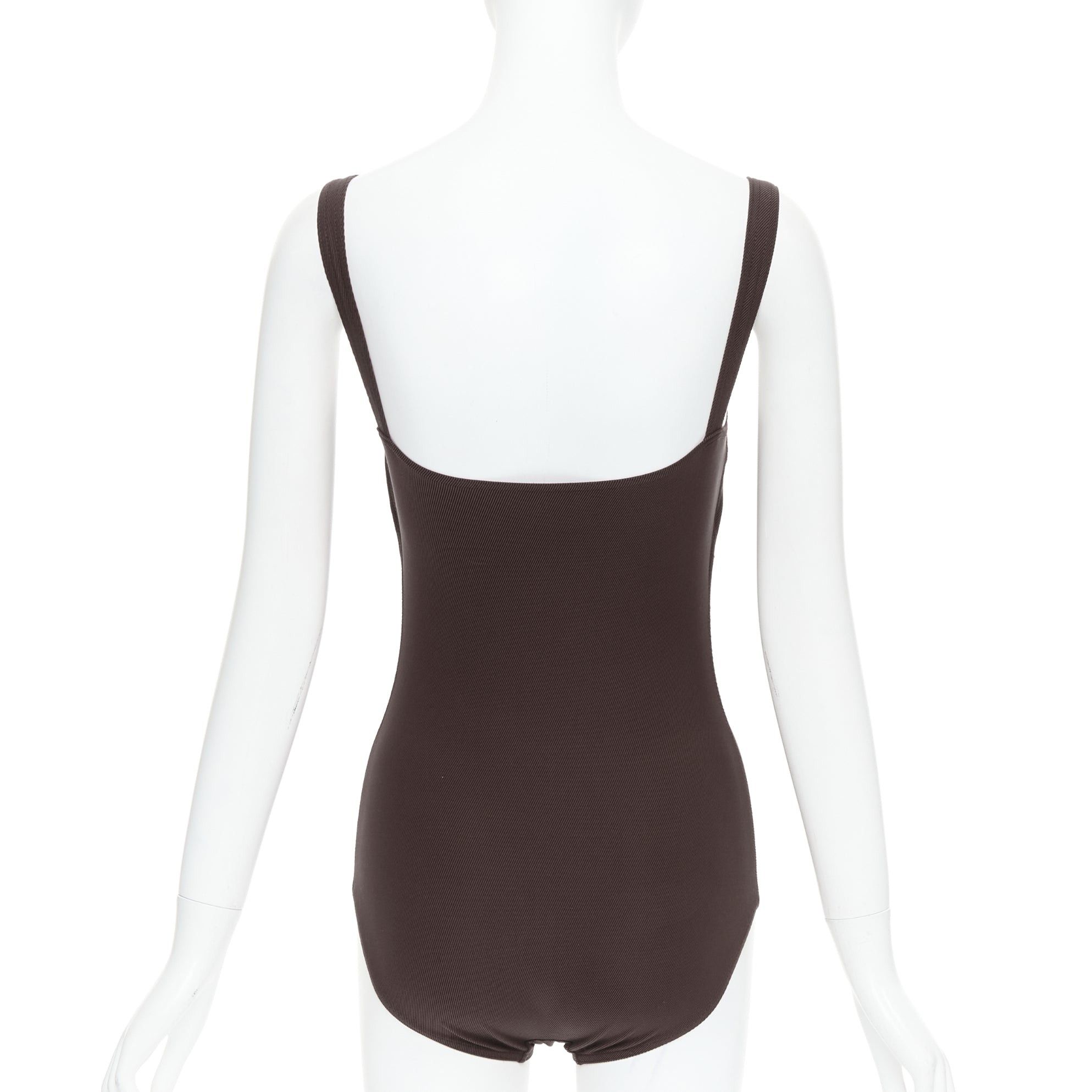 Hermes HERMES VINTAGE Martin Margiela brown twill jersey one piece bodysuit FR40 L Size 30" / US 8 / IT 44 - 5 Thumbnail