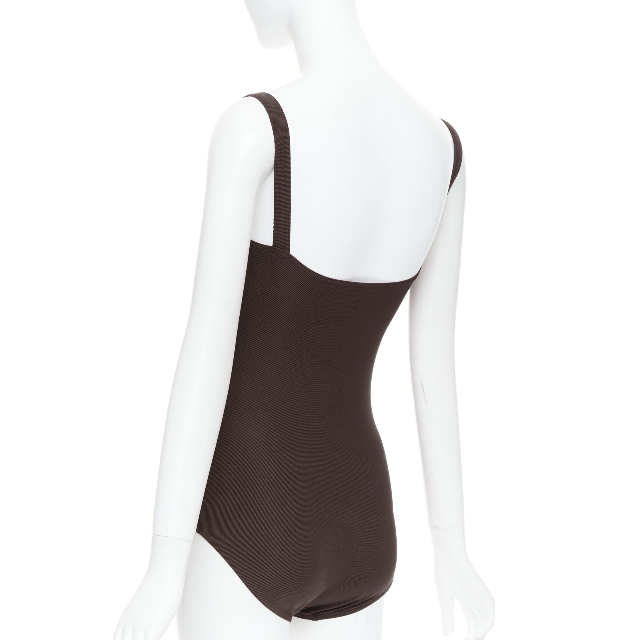 Hermes HERMES VINTAGE Martin Margiela brown twill jersey one piece bodysuit FR40 L Size 30" / US 8 / IT 44 - 6 Thumbnail