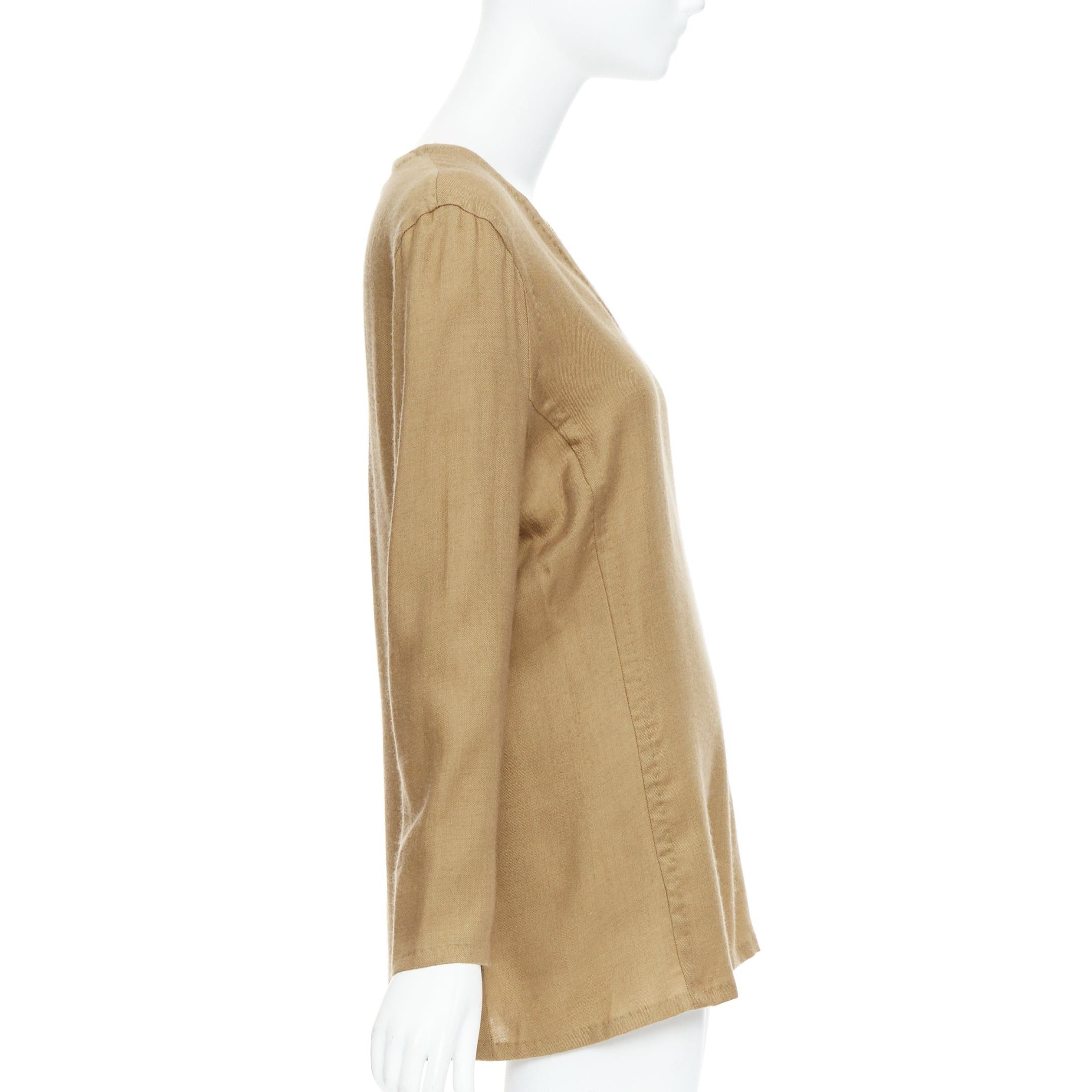 Gianfranco Ferre GIANFRANCO FERRE Vintage taupe cashmere silk v neck hand stitch tunic top IT42 M Size M / US 6-8 / IT 42-44 - 4 Thumbnail