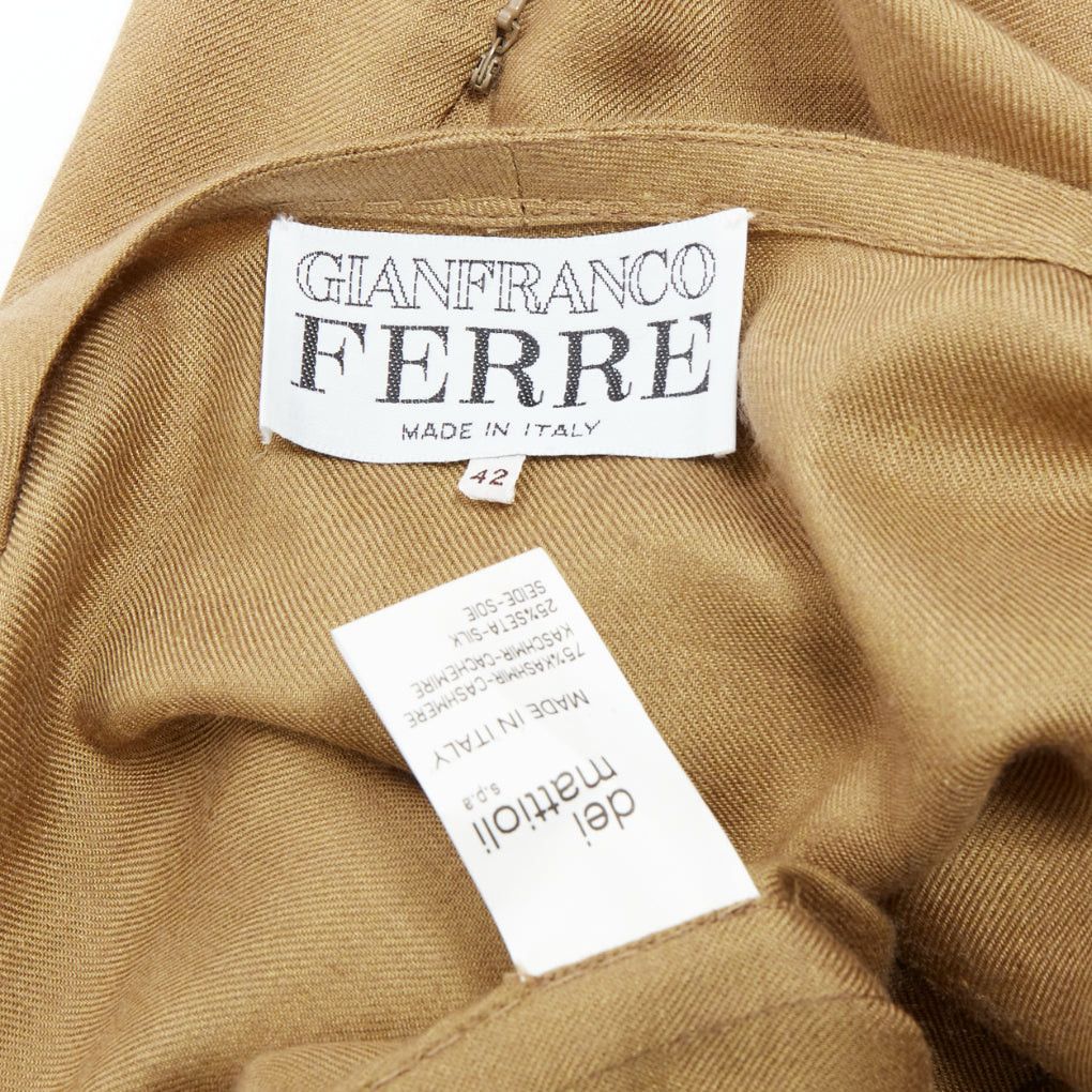 Gianfranco Ferre GIANFRANCO FERRE Vintage taupe cashmere silk v neck hand stitch tunic top IT42 M Size M / US 6-8 / IT 42-44 - 8 Thumbnail