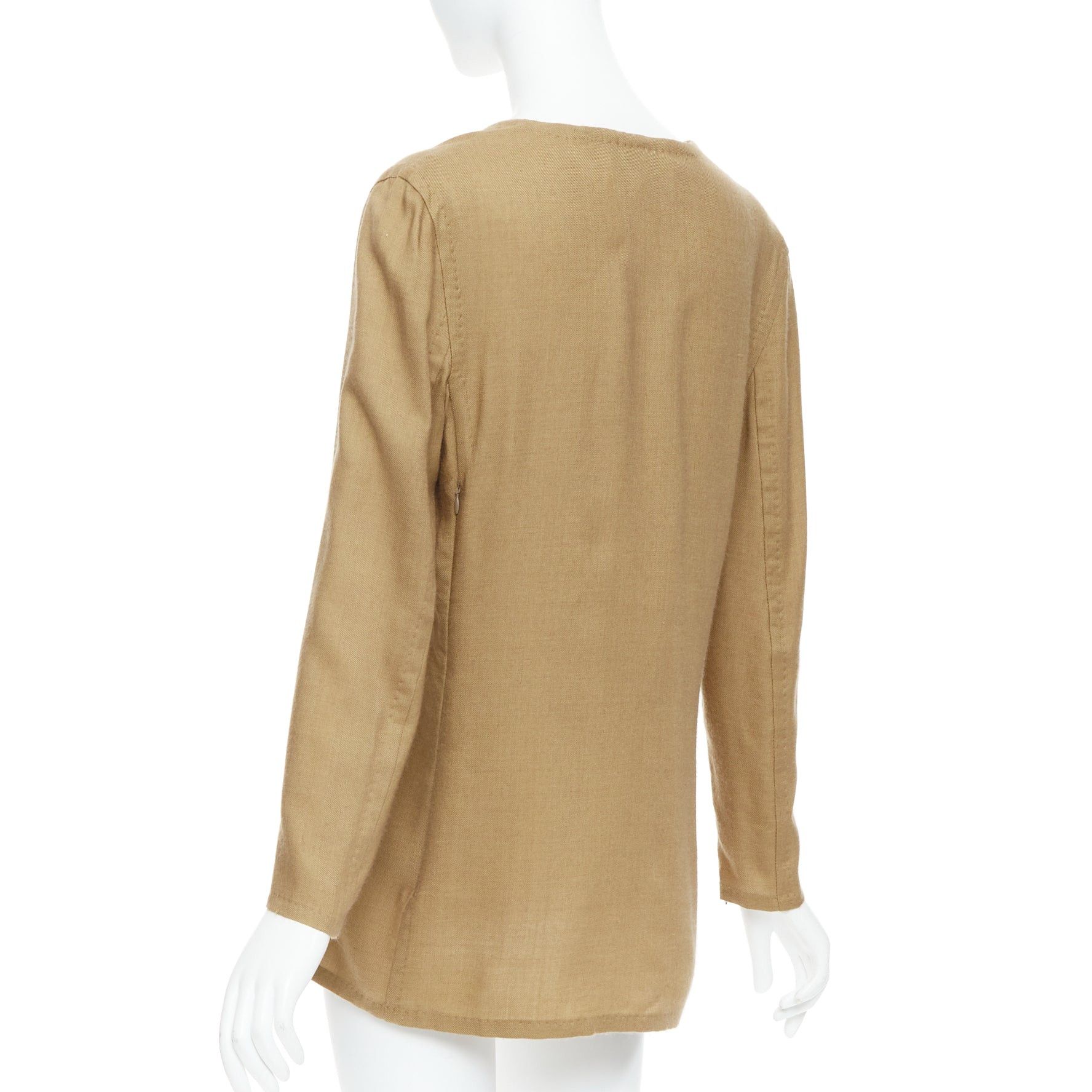 Gianfranco Ferre GIANFRANCO FERRE Vintage taupe cashmere silk v neck hand stitch tunic top IT42 M Size M / US 6-8 / IT 42-44 - 6 Thumbnail