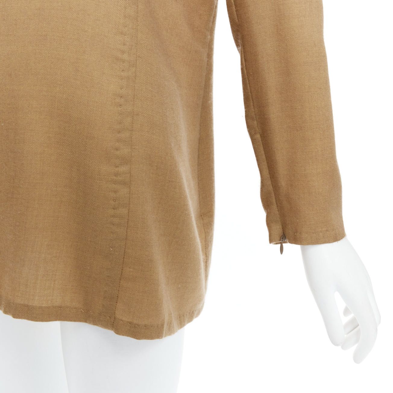 Gianfranco Ferre GIANFRANCO FERRE Vintage taupe cashmere silk v neck hand stitch tunic top IT42 M Size M / US 6-8 / IT 42-44 - 2 Thumbnail