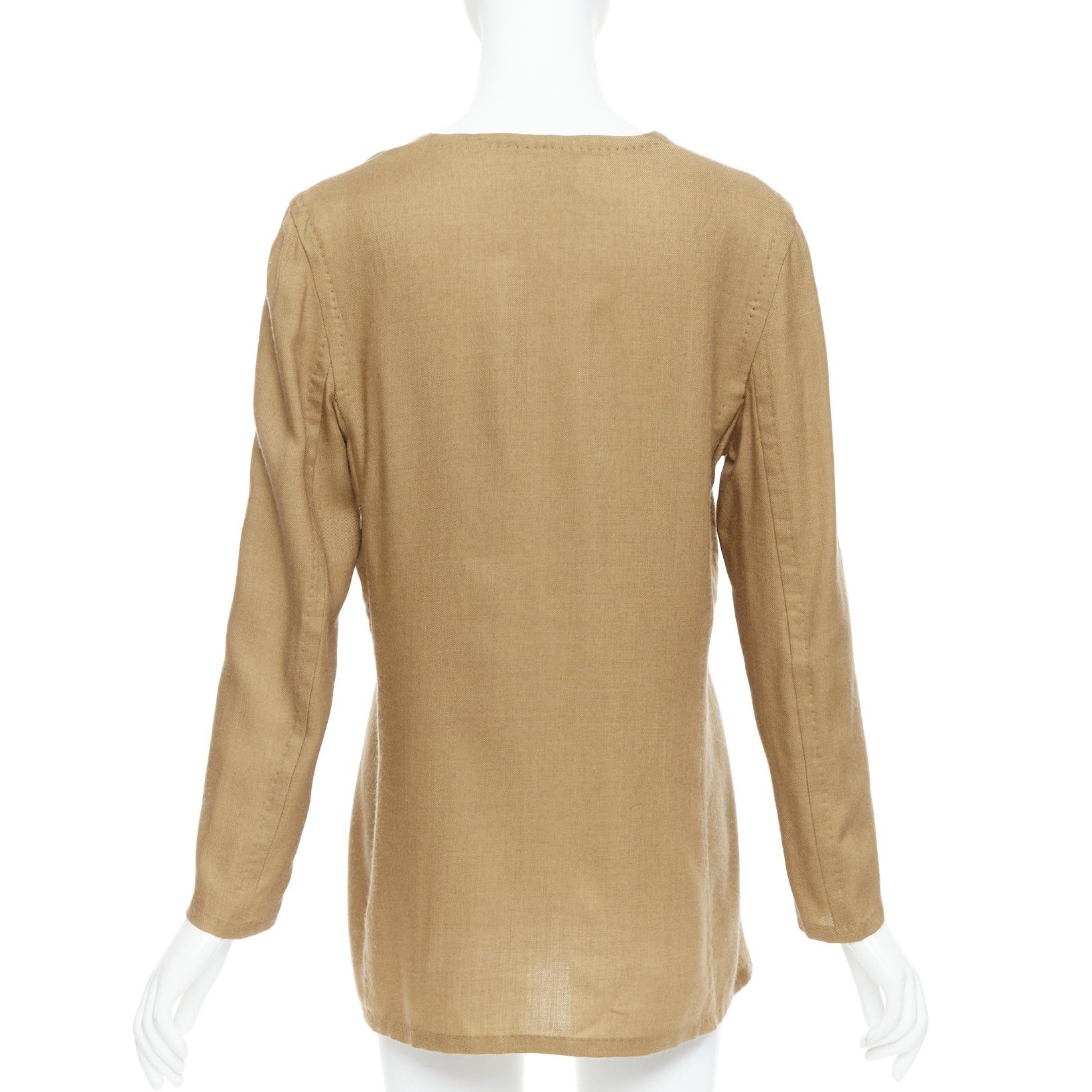 Gianfranco Ferre GIANFRANCO FERRE Vintage taupe cashmere silk v neck hand stitch tunic top IT42 M Size M / US 6-8 / IT 42-44 - 5 Thumbnail