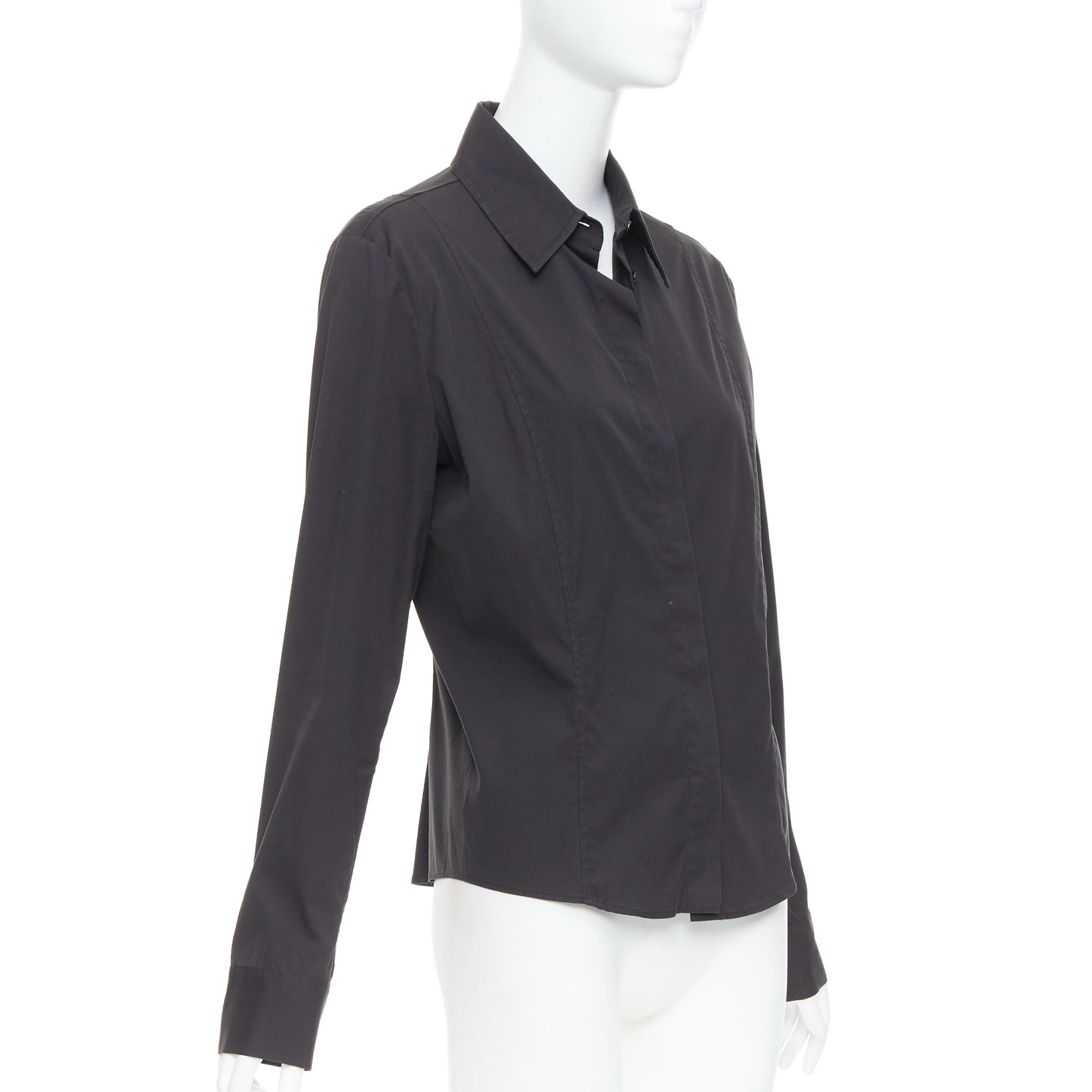 Gucci GUCCI Tom Ford 2000 black cotton blend slim fit panelled shirt IT46 XL Size L / US 10 / IT 46 - 3 Thumbnail