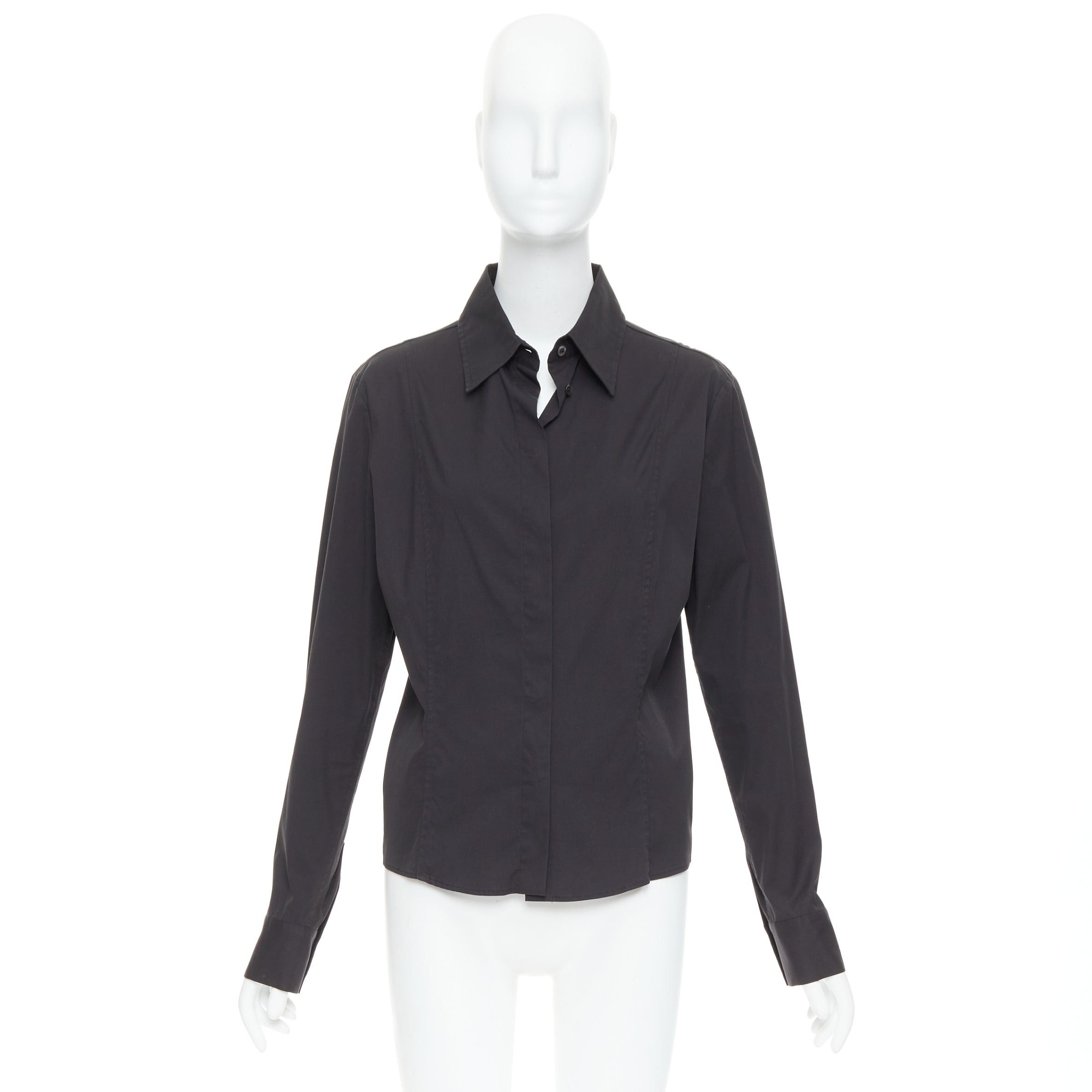 Gucci GUCCI Tom Ford 2000 black cotton blend slim fit panelled shirt IT46 XL Size L / US 10 / IT 46 - 9 Thumbnail
