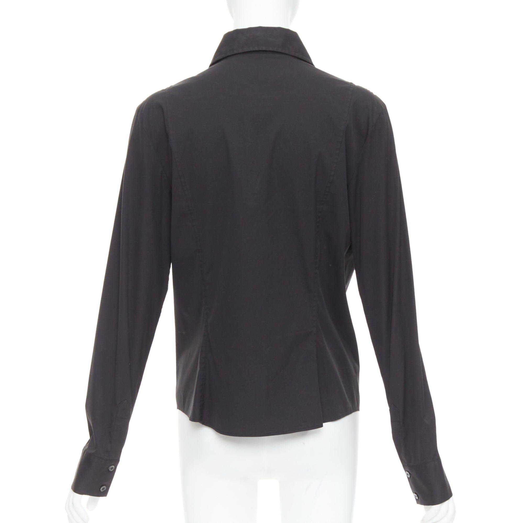 Gucci GUCCI Tom Ford 2000 black cotton blend slim fit panelled shirt IT46 XL Size L / US 10 / IT 46 - 5 Thumbnail