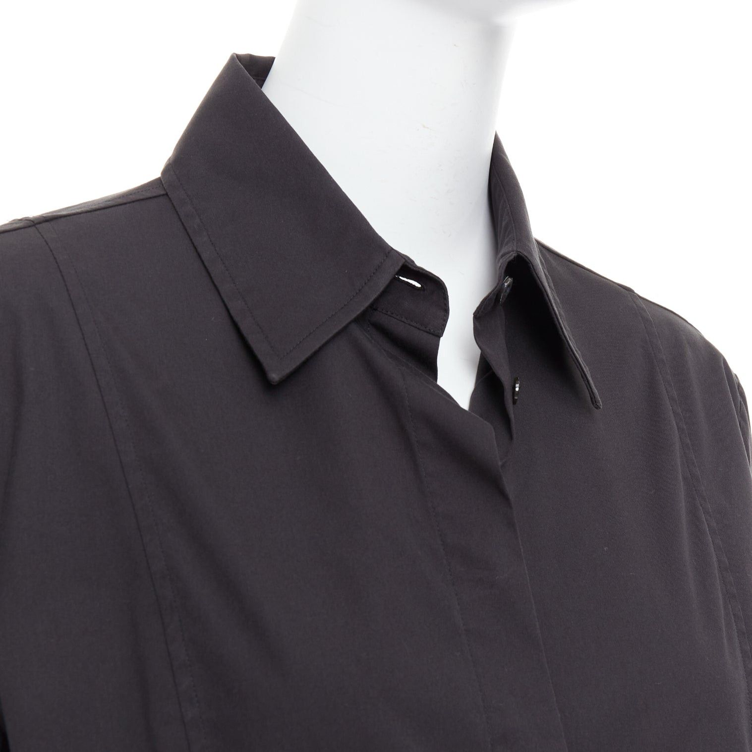 Gucci GUCCI Tom Ford 2000 black cotton blend slim fit panelled shirt IT46 XL Size L / US 10 / IT 46 - 2 Thumbnail