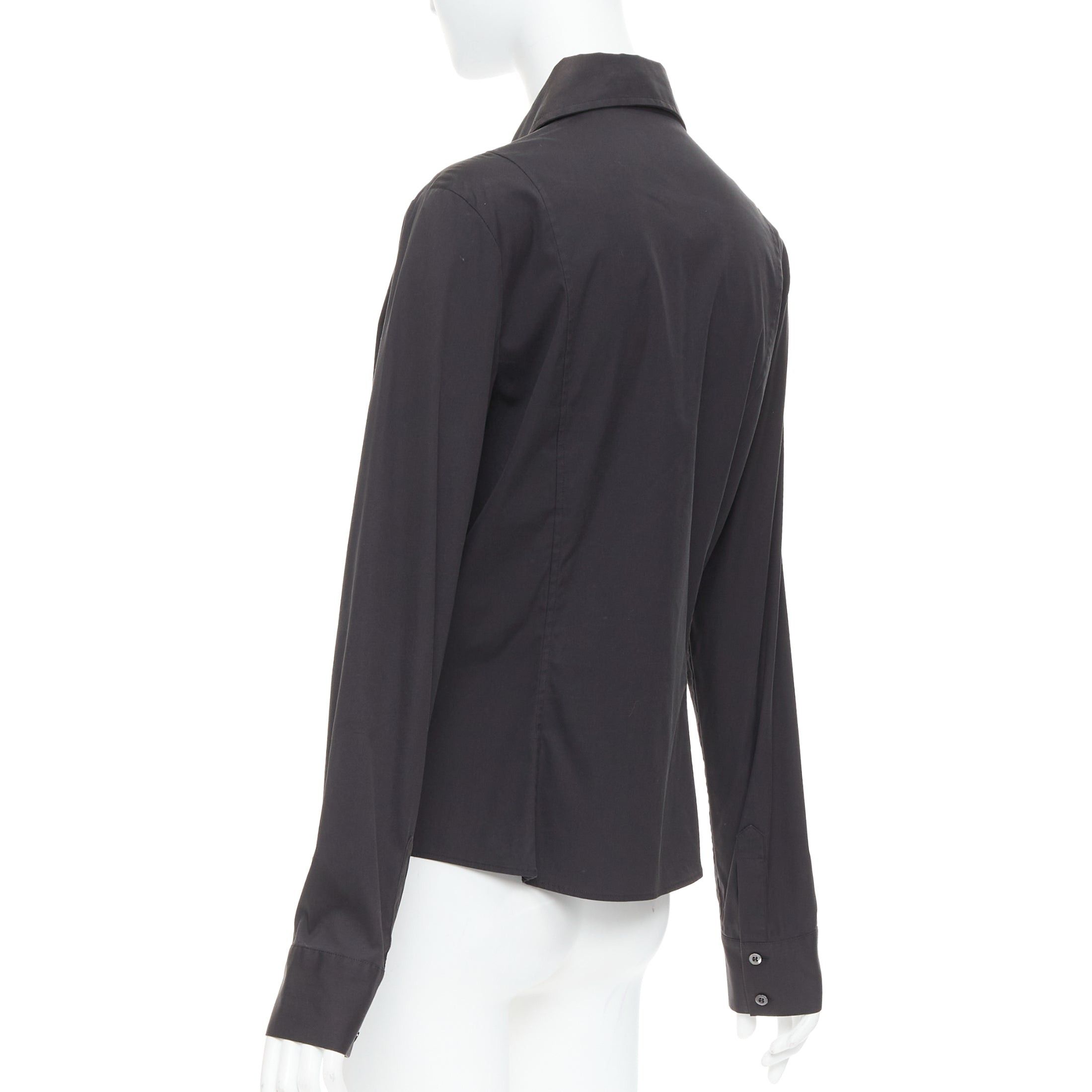 Gucci GUCCI Tom Ford 2000 black cotton blend slim fit panelled shirt IT46 XL Size L / US 10 / IT 46 - 6 Thumbnail