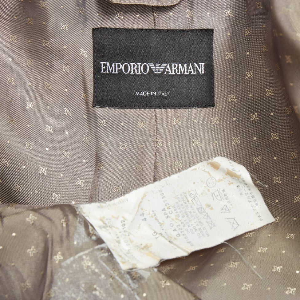 Emporio Armani EMPORIO ARMANI beige grid overstitch quilted double breasted blazer IT44 L Size M / US 6-8 / IT 42-44 - 9 Thumbnail