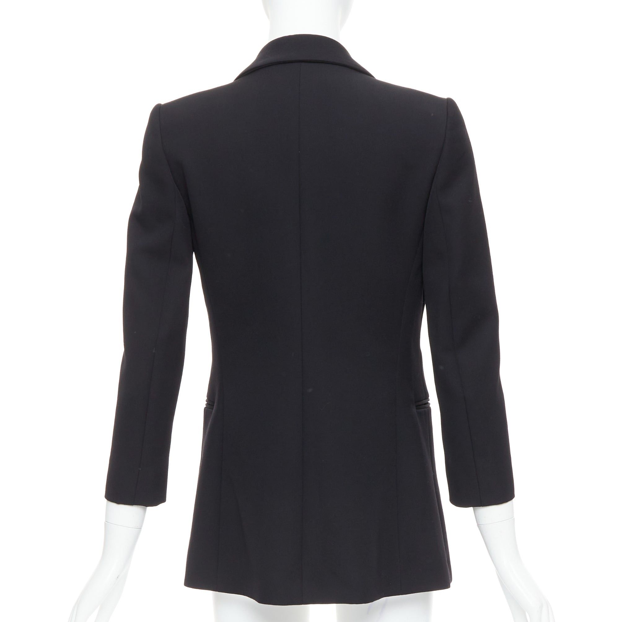 Lanvin LANVIN Alber Elbaz black wool silk Trompe Loeil pressed peak lapel blazer FR36 S Size S / US 4 / IT 40 - 5 Thumbnail