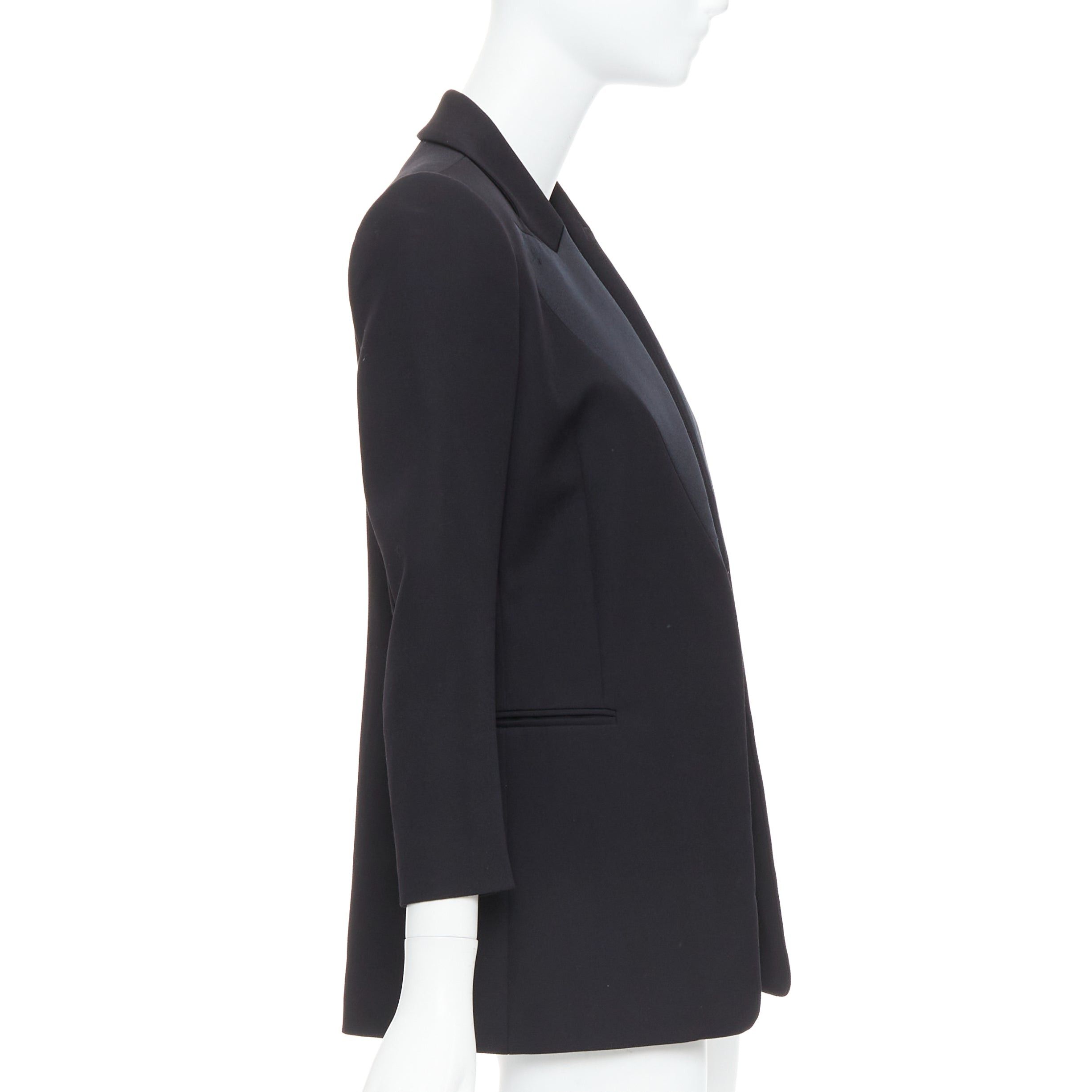 Lanvin LANVIN Alber Elbaz black wool silk Trompe Loeil pressed peak lapel blazer FR36 S Size S / US 4 / IT 40 - 4 Thumbnail