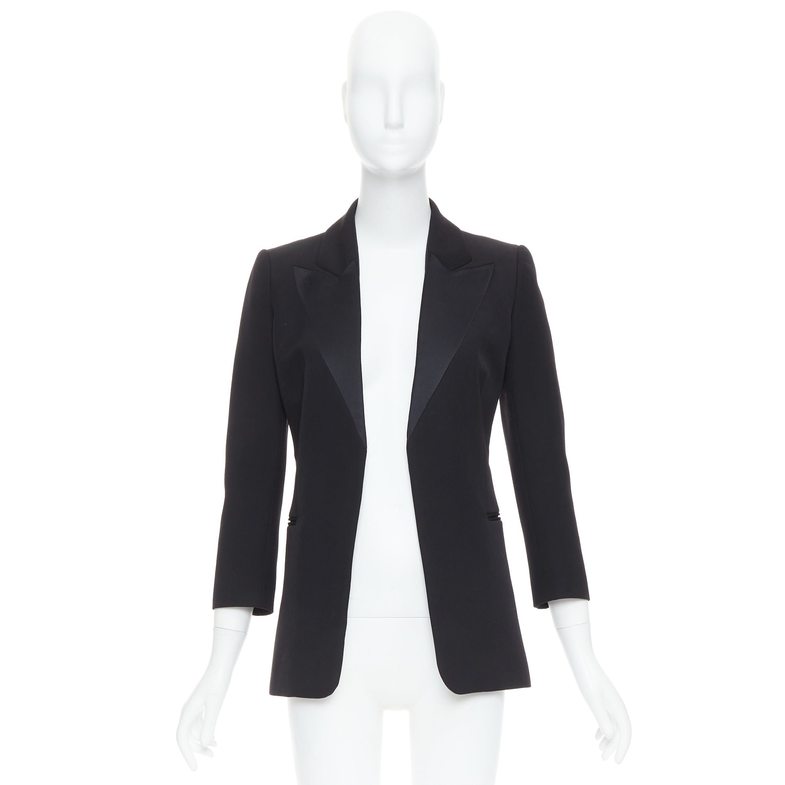 Lanvin LANVIN Alber Elbaz black wool silk Trompe Loeil pressed peak lapel blazer FR36 S Size S / US 4 / IT 40 - 9 Thumbnail