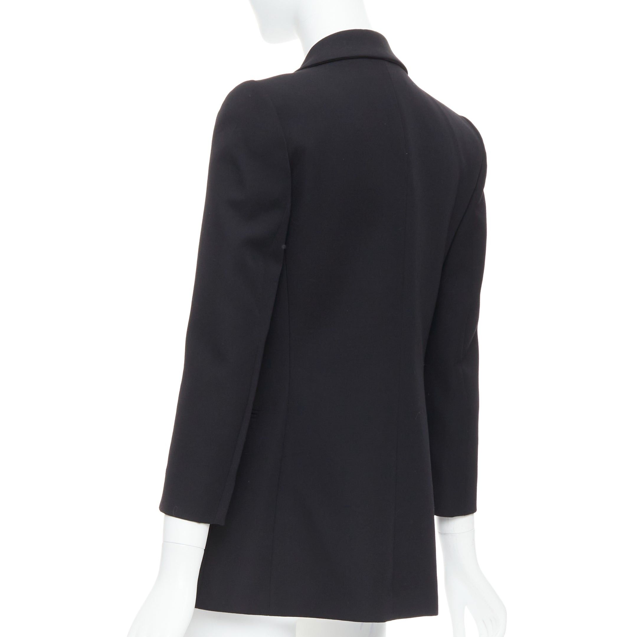 Lanvin LANVIN Alber Elbaz black wool silk Trompe Loeil pressed peak lapel blazer FR36 S Size S / US 4 / IT 40 - 6 Thumbnail