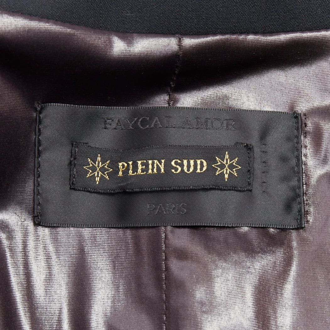 plein sud PLEIN SUD black soft leather peak collar geometric buttons blazer jacket Size XS / US 0-2 / IT 36-38 - 9 Thumbnail