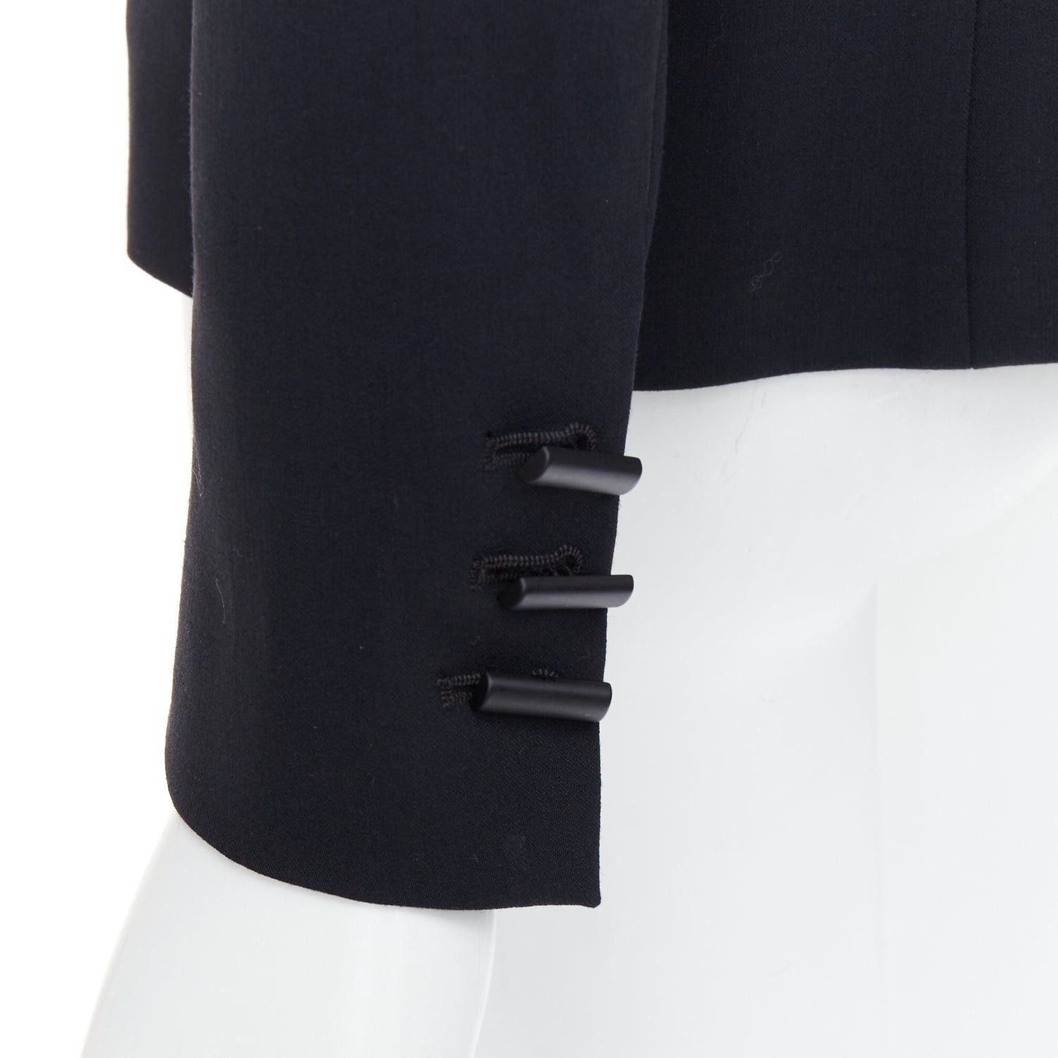 plein sud PLEIN SUD black soft leather peak collar geometric buttons blazer jacket Size XS / US 0-2 / IT 36-38 - 2 Thumbnail