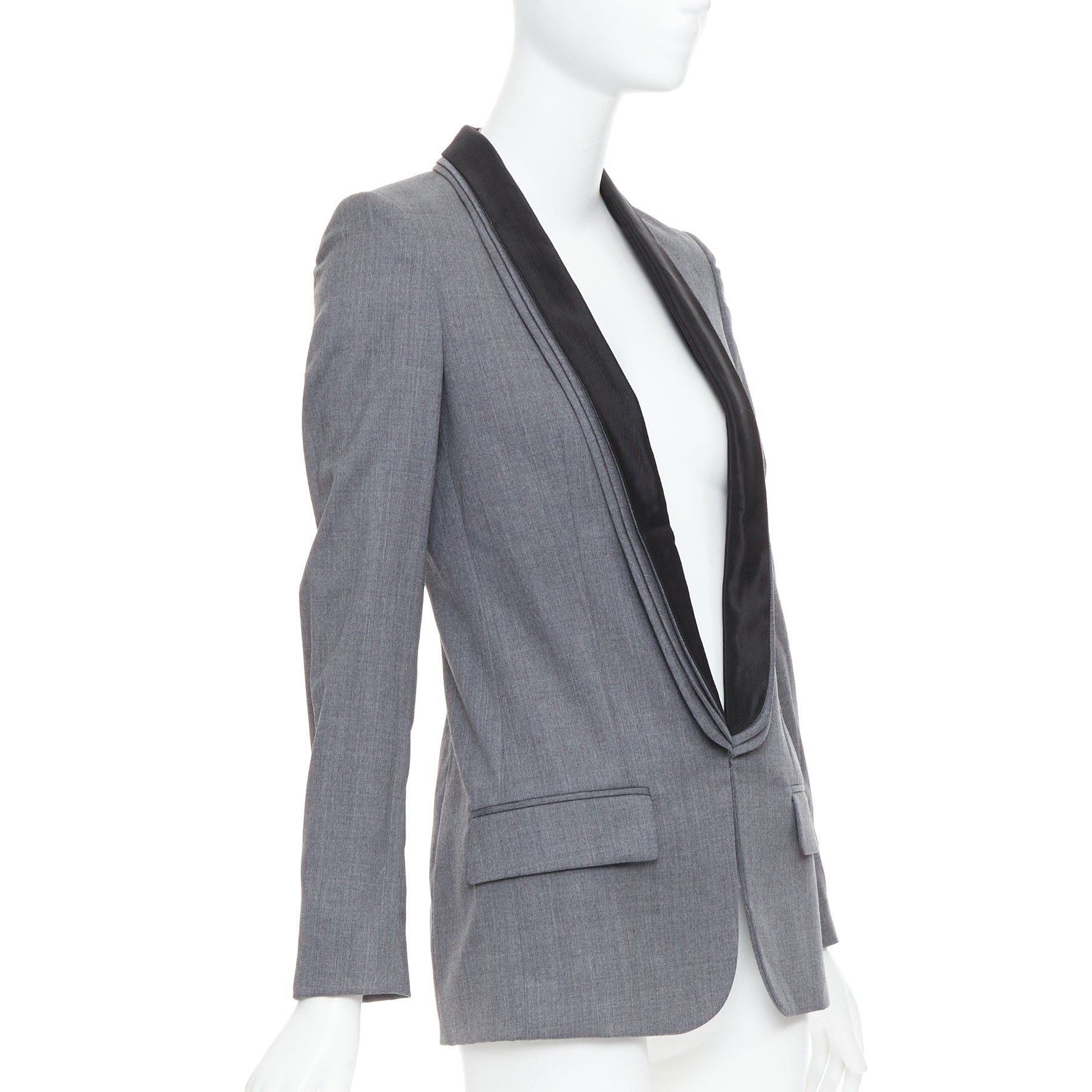 Stella McCartney STELLA MCCARTNEY 2011 grey 100% wool triple layer lapel blazer IT36 XXS Size XS / US 0-2 / IT 36-38 - 4 Thumbnail