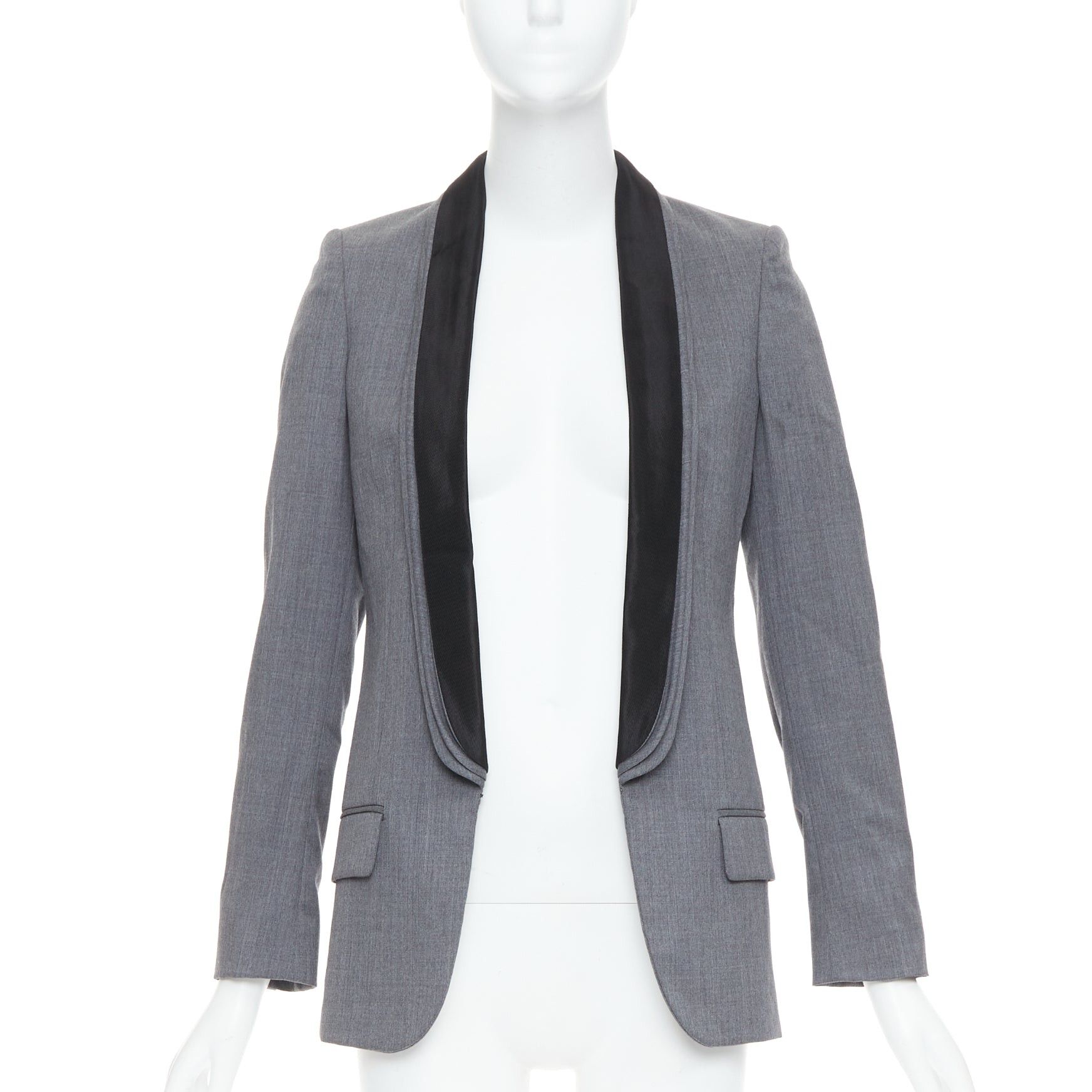Stella McCartney STELLA MCCARTNEY 2011 grey 100% wool triple layer lapel blazer IT36 XXS Size XS / US 0-2 / IT 36-38 - 3 Thumbnail