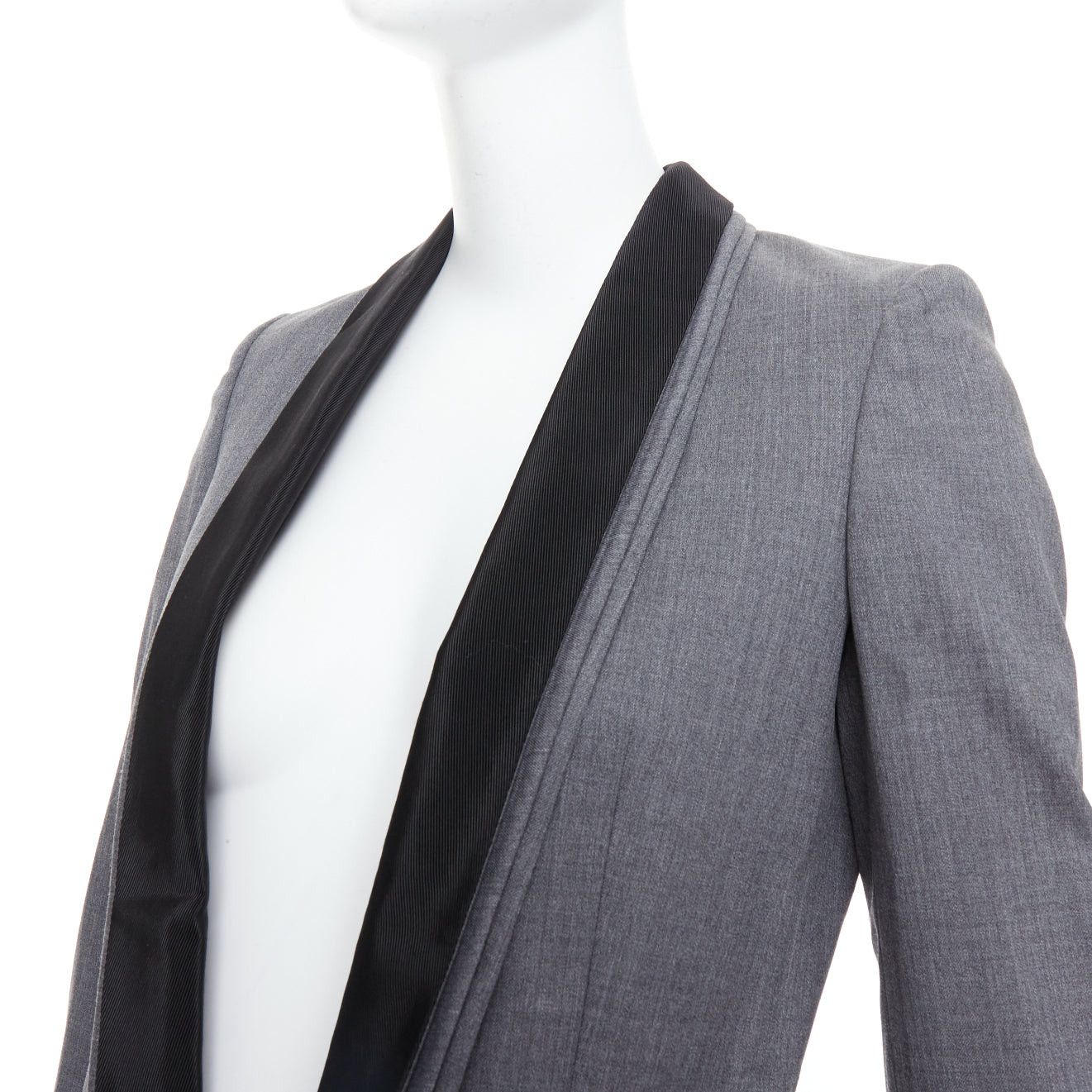 Stella McCartney STELLA MCCARTNEY 2011 grey 100% wool triple layer lapel blazer IT36 XXS Size XS / US 0-2 / IT 36-38 - 2 Thumbnail