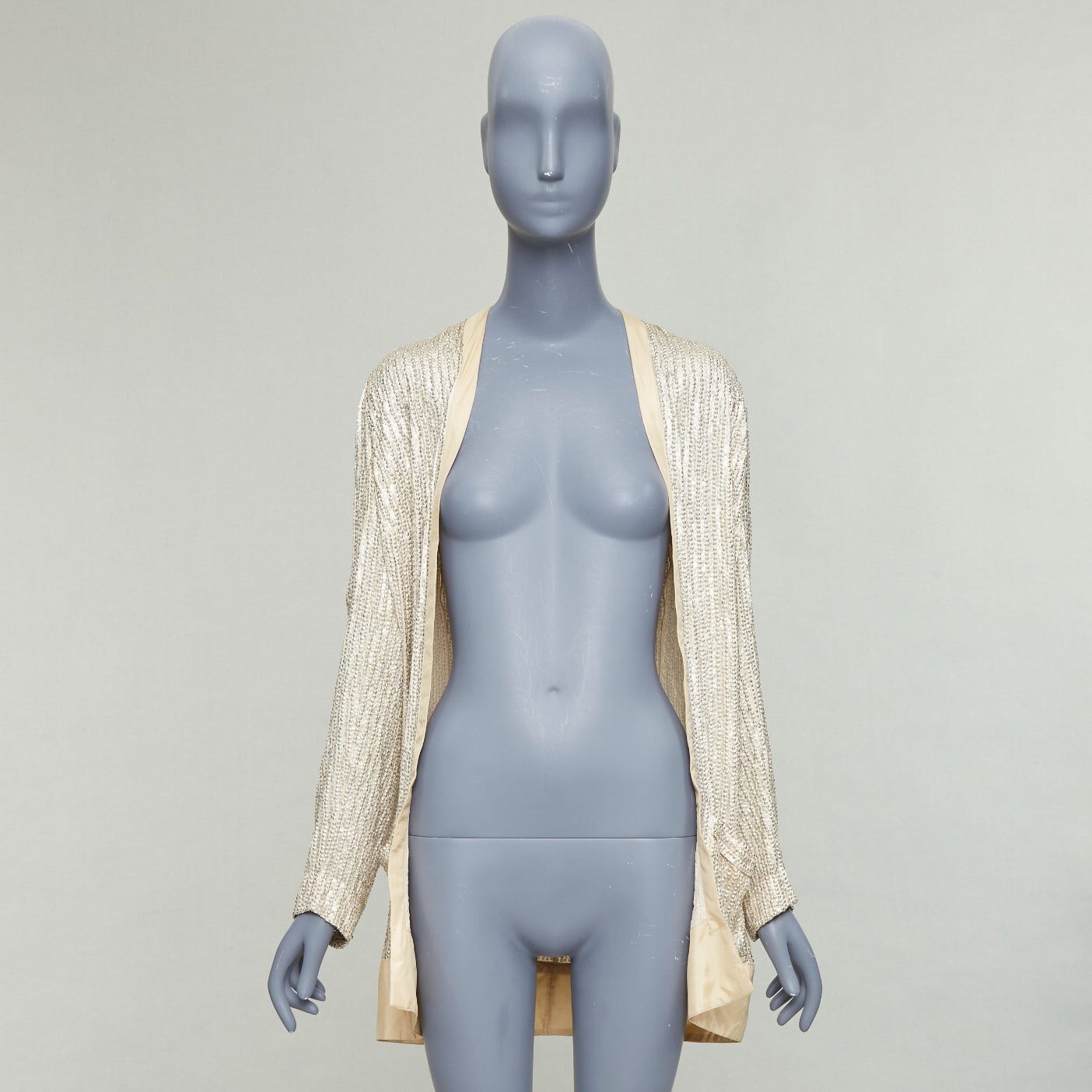 Balenciaga BALENCIAGA 2006 cream flat bead sequin embellished jacket FR38 M Size M / US 6-8 / IT 42-44 - 9 Thumbnail