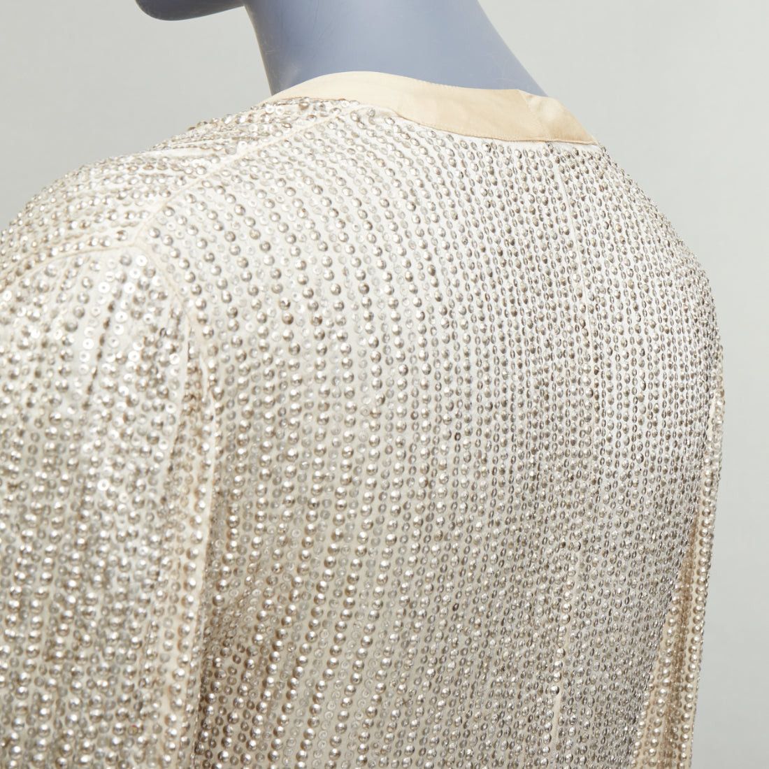 Balenciaga BALENCIAGA 2006 cream flat bead sequin embellished jacket FR38 M Size M / US 6-8 / IT 42-44 - 2 Thumbnail