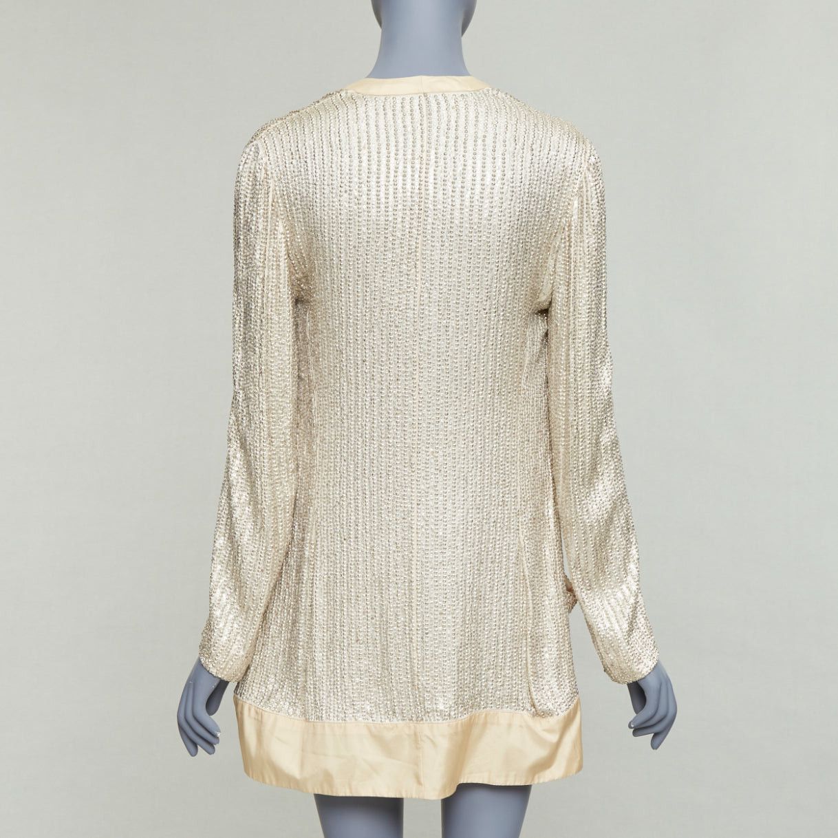 Balenciaga BALENCIAGA 2006 cream flat bead sequin embellished jacket FR38 M Size M / US 6-8 / IT 42-44 - 5 Thumbnail