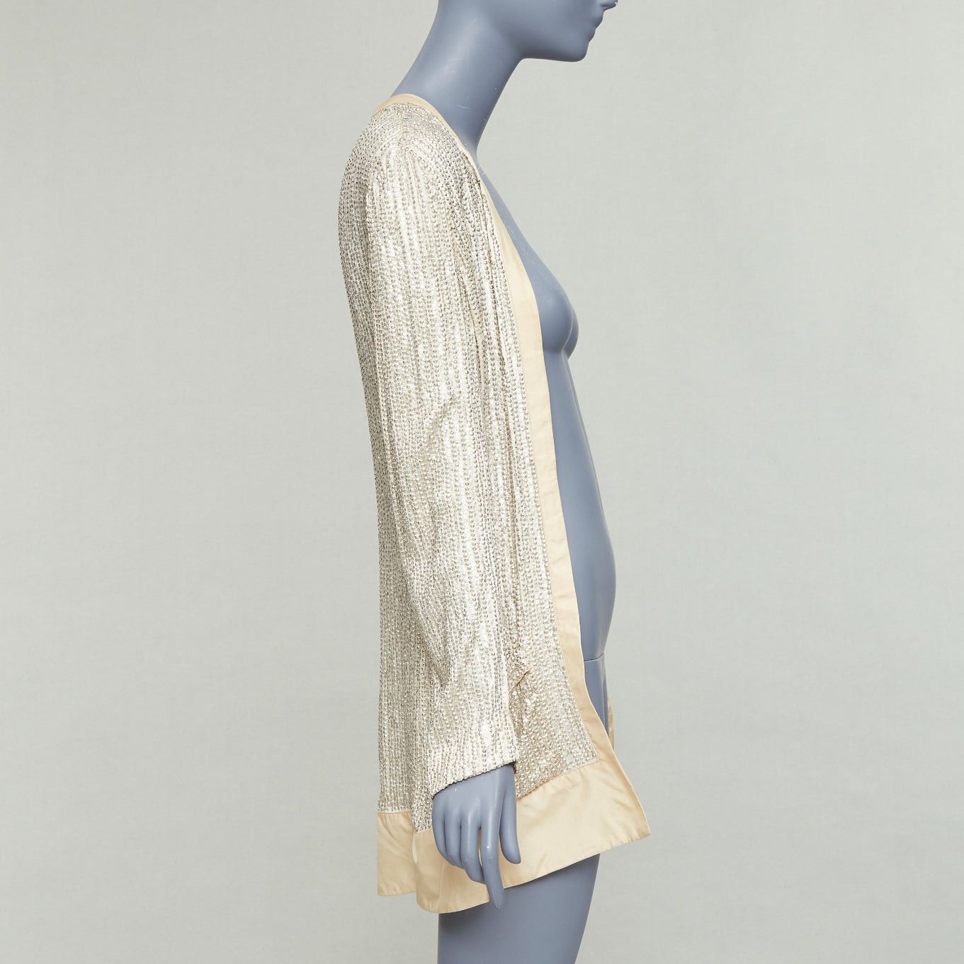 Balenciaga BALENCIAGA 2006 cream flat bead sequin embellished jacket FR38 M Size M / US 6-8 / IT 42-44 - 4 Thumbnail
