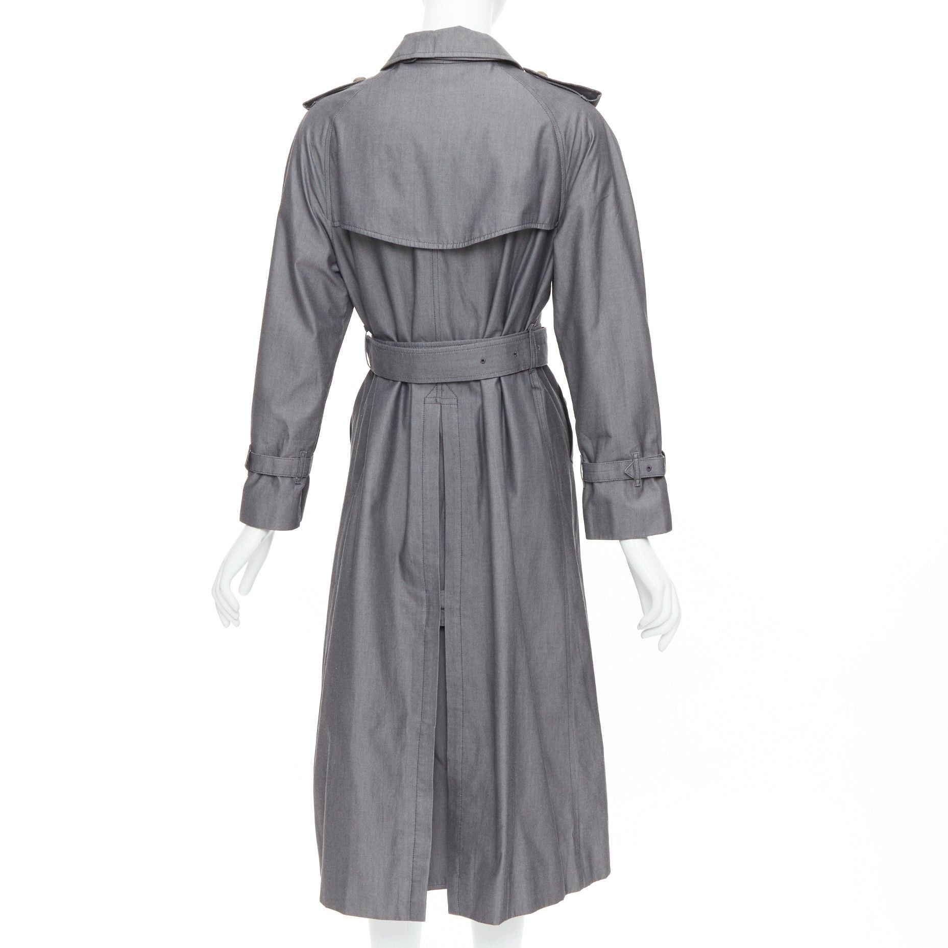 Burberry BURBERRY Vintage Made To Measure grey cotton trench coat UK12 L Size M / US 6-8 / IT 42-44 - 7 Thumbnail