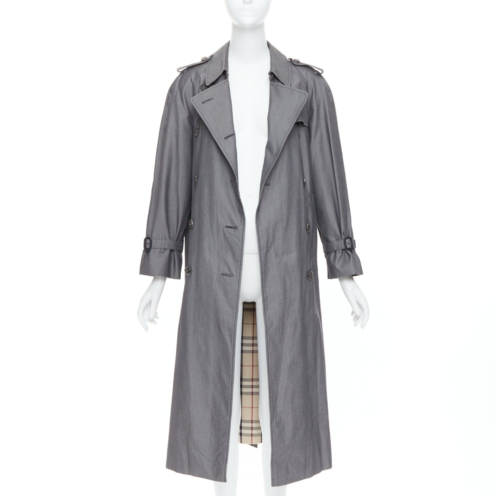 Burberry BURBERRY Vintage Made To Measure grey cotton trench coat UK12 L Size M / US 6-8 / IT 42-44 - 3 Thumbnail