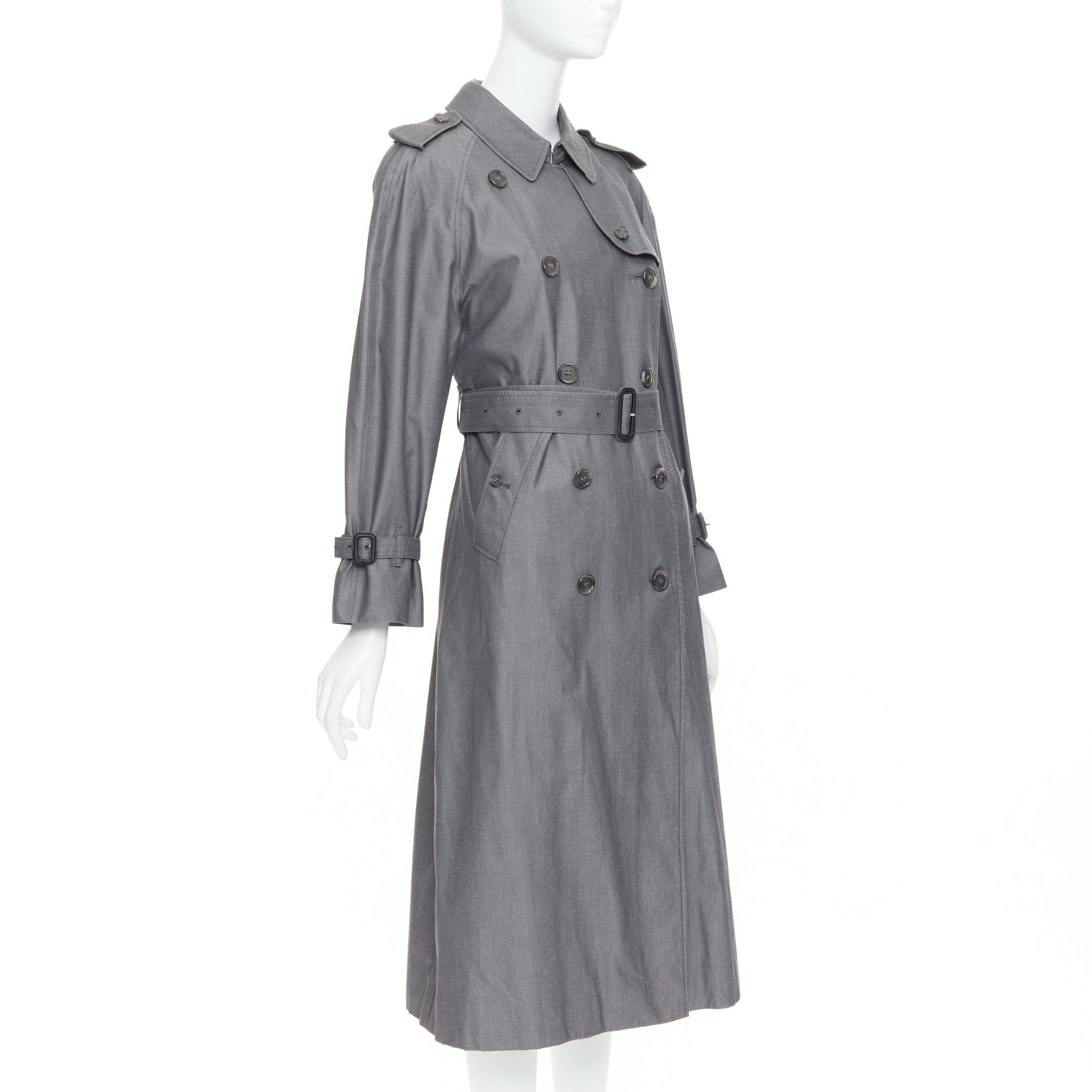 Burberry BURBERRY Vintage Made To Measure grey cotton trench coat UK12 L Size M / US 6-8 / IT 42-44 - 4 Thumbnail
