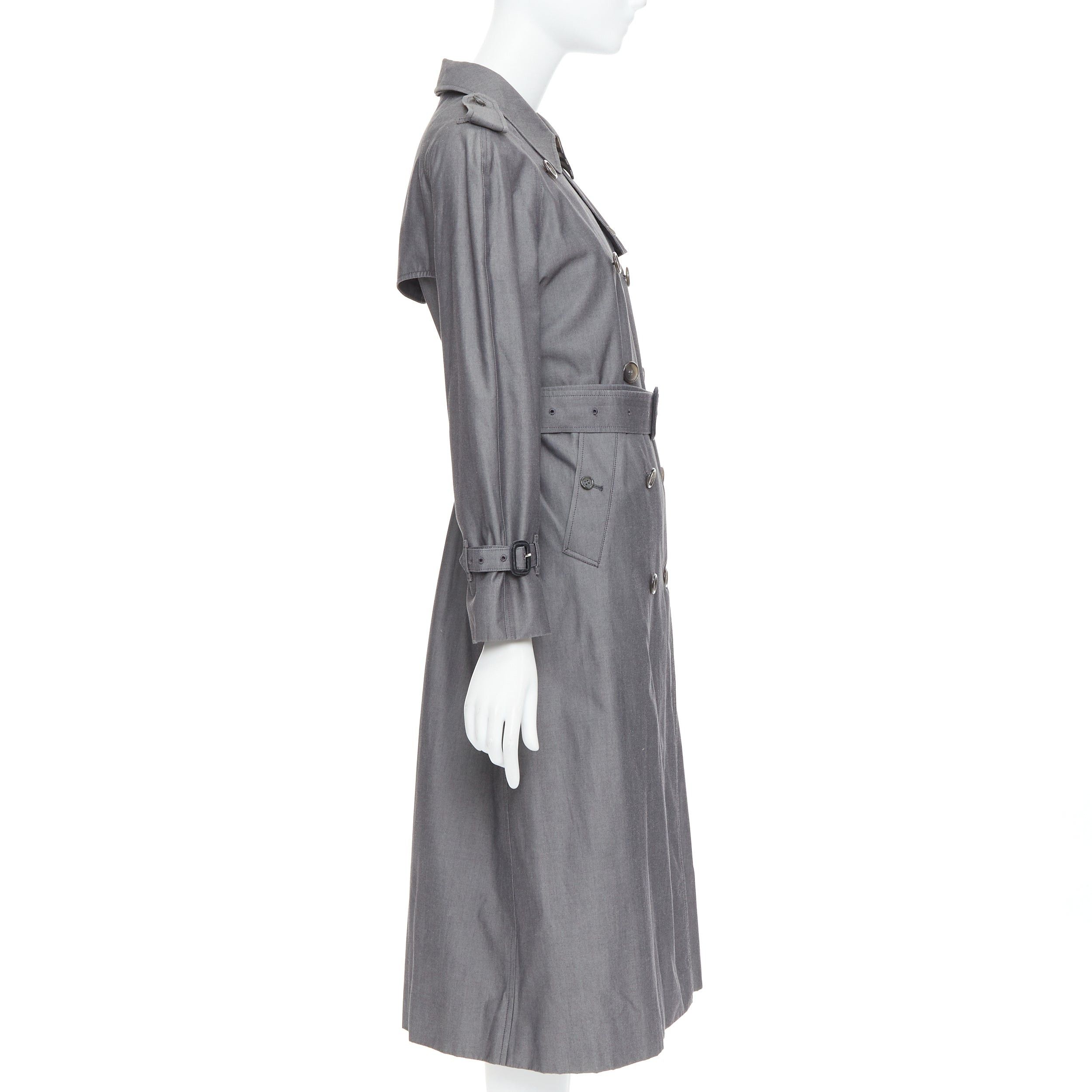 Burberry BURBERRY Vintage Made To Measure grey cotton trench coat UK12 L Size M / US 6-8 / IT 42-44 - 5 Thumbnail