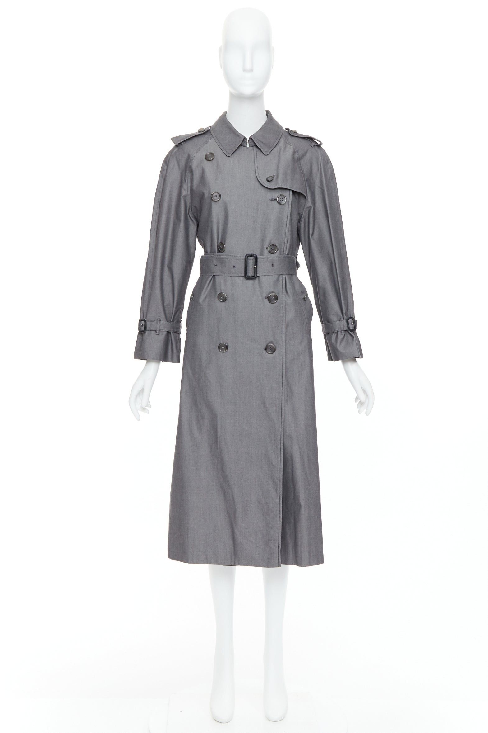 Burberry BURBERRY Vintage Made To Measure grey cotton trench coat UK12 L Size M / US 6-8 / IT 42-44 - 10 Thumbnail