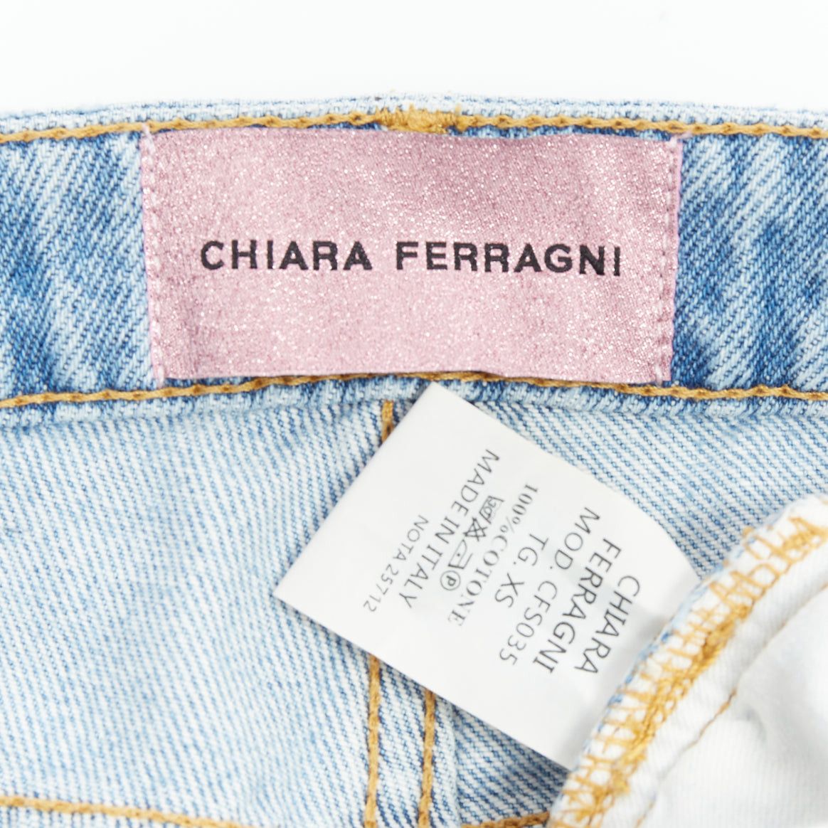 Chiara Ferragni CHIARA FERRAGNI blue crystal fringe distressed denim short shorts XS Size 27" / US 4 / IT 40 - 8 Thumbnail
