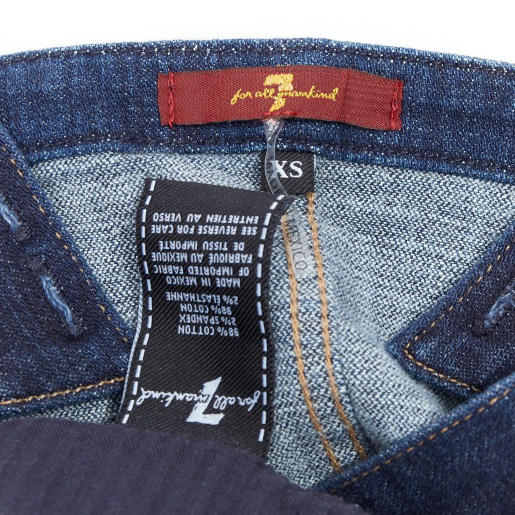 7 For All Mankind 7 FOR ALL MANKIND indigo blue denim wide flare dungaree jumpsuit XS Size 27" / US 4 / IT 40 - 8 Thumbnail
