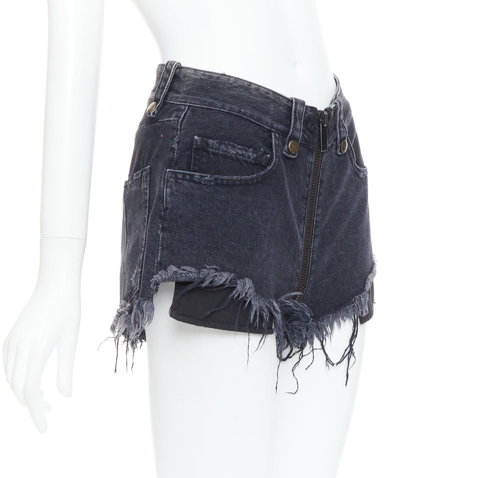 Unravel Project UNRAVEL PROJECT grey cotton ziparound cut off wide flared shorts 25" Size 27" / US 4 / IT 40 - 3 Thumbnail