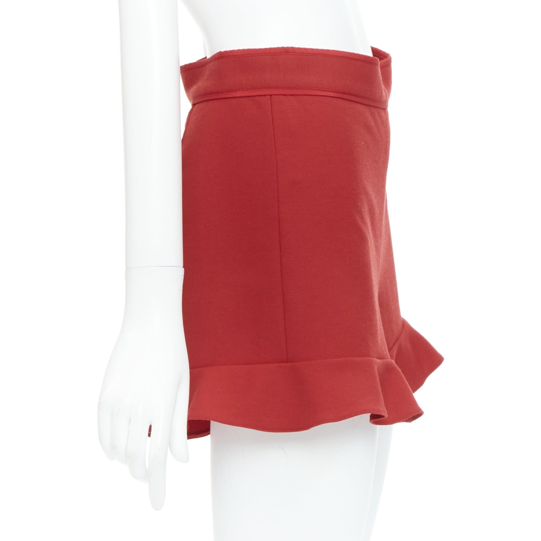 RED Valentino RED VALENTINO red ruffle hem high waisted shorts IT38 XS Size 26" / US 2 / IT 38 - 3 Thumbnail