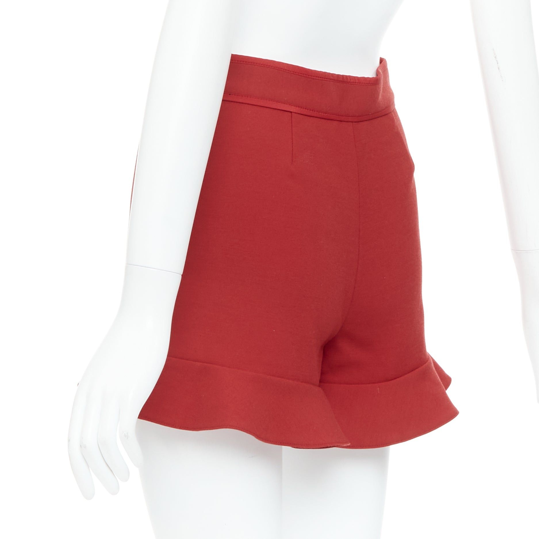 RED Valentino RED VALENTINO red ruffle hem high waisted shorts IT38 XS Size 26" / US 2 / IT 38 - 5 Thumbnail