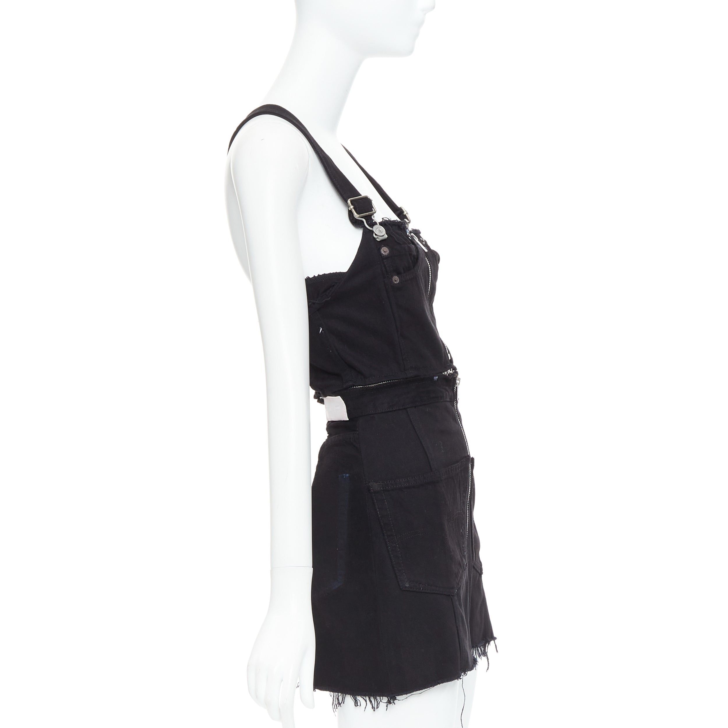 RE/DONE REDONE LEVI'S black cotton recontructed zipper pocketed dress XS Size 27" / US 4 / IT 40 - 4 Thumbnail