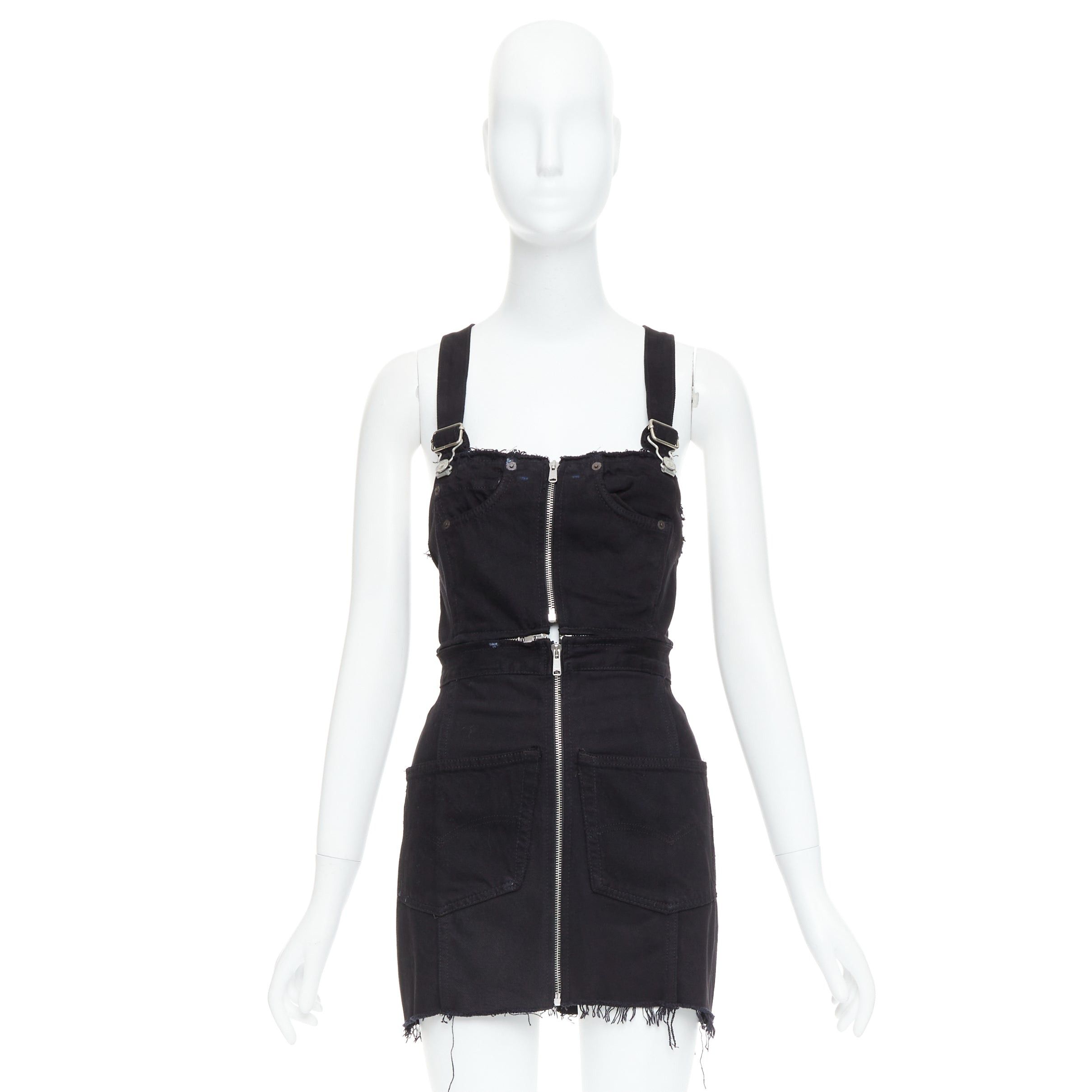 RE/DONE REDONE LEVI'S black cotton recontructed zipper pocketed dress XS Size 27" / US 4 / IT 40 - 9 Thumbnail