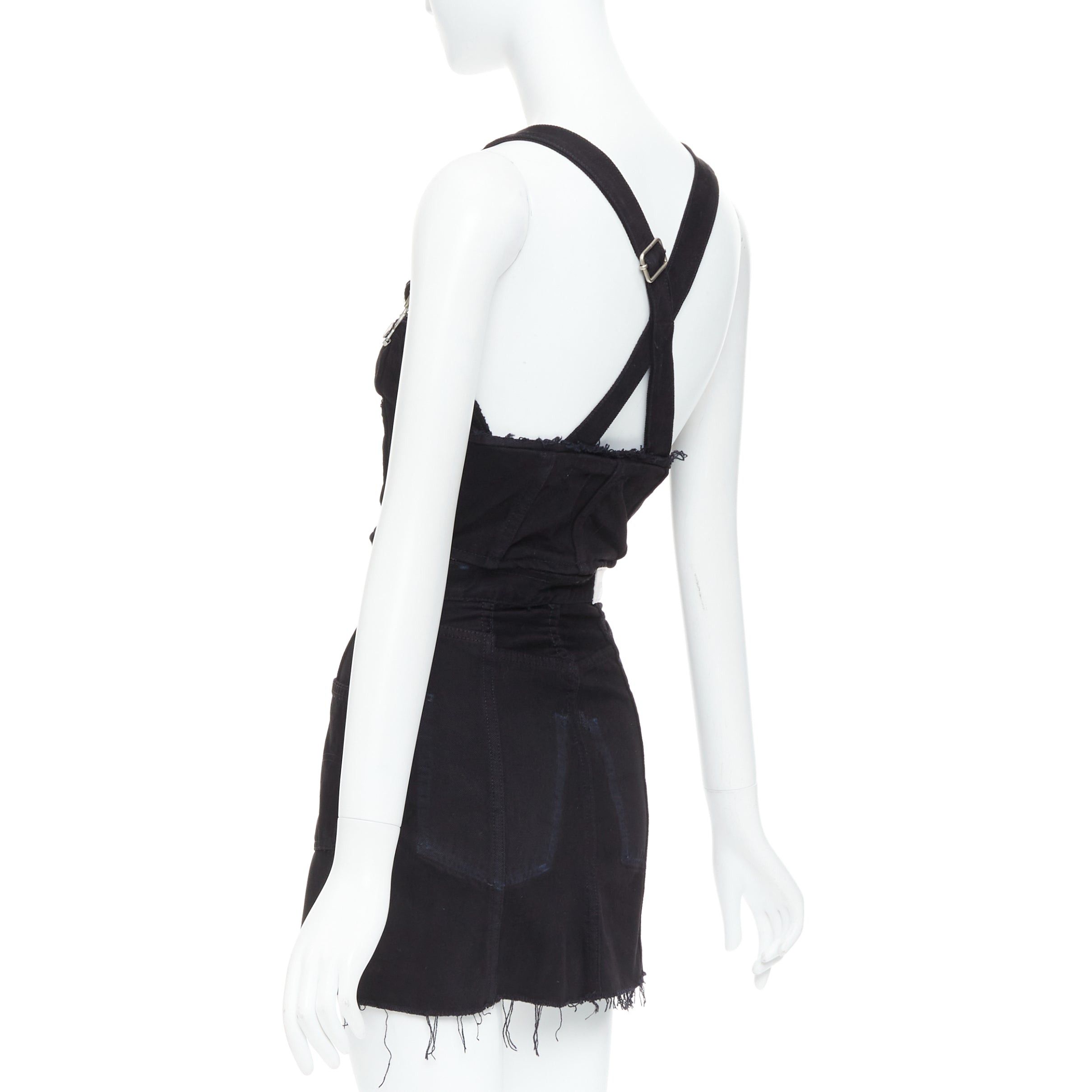 RE/DONE REDONE LEVI'S black cotton recontructed zipper pocketed dress XS Size 27" / US 4 / IT 40 - 5 Thumbnail