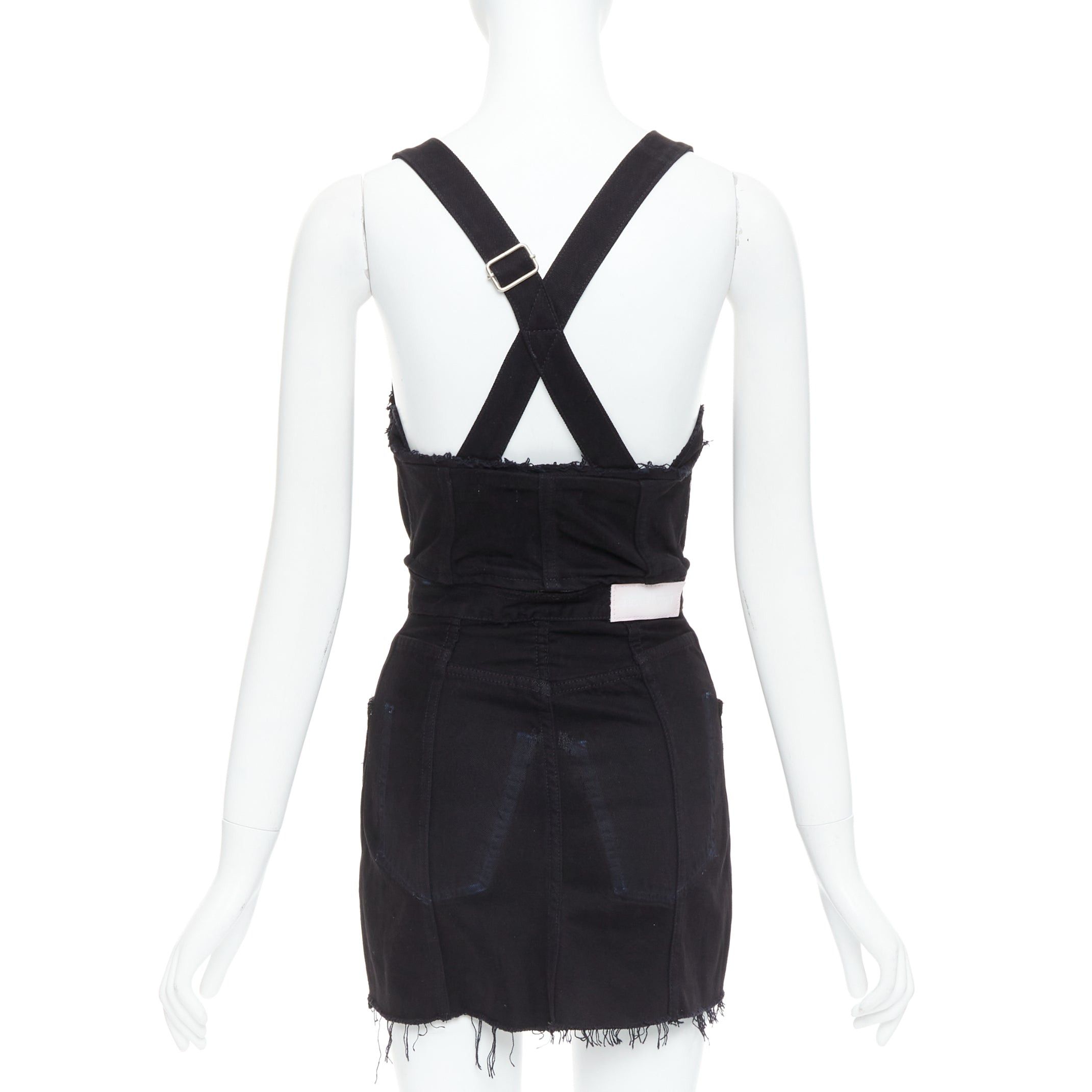 RE/DONE REDONE LEVI'S black cotton recontructed zipper pocketed dress XS Size 27" / US 4 / IT 40 - 2 Thumbnail