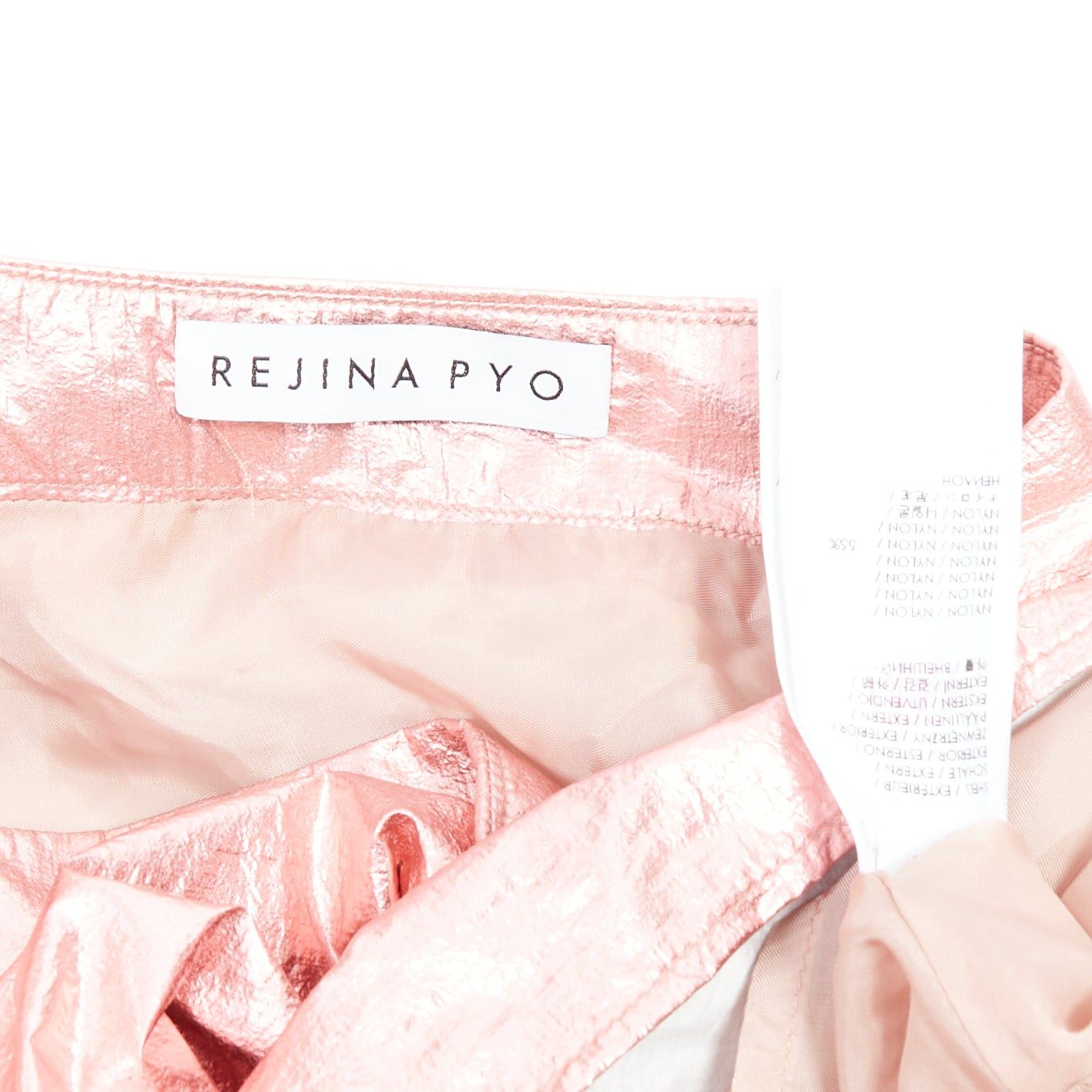 Rejina Pyo REJINA PYO metallic pink nylon high waist tiered A-line skirt UK6 XS Size 26" / US 2 / IT 38 - 8 Thumbnail