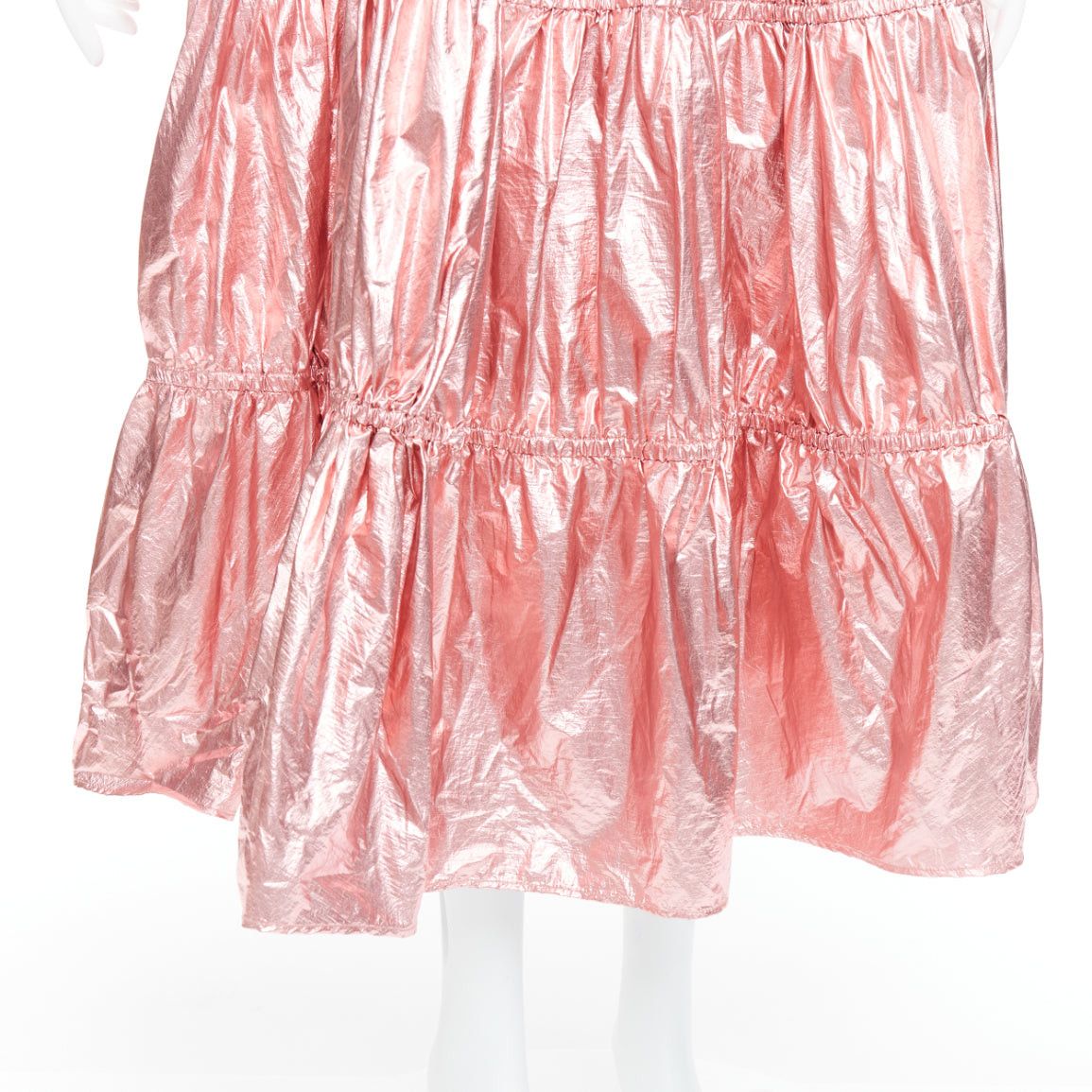 Rejina Pyo REJINA PYO metallic pink nylon high waist tiered A-line skirt UK6 XS Size 26" / US 2 / IT 38 - 7 Thumbnail