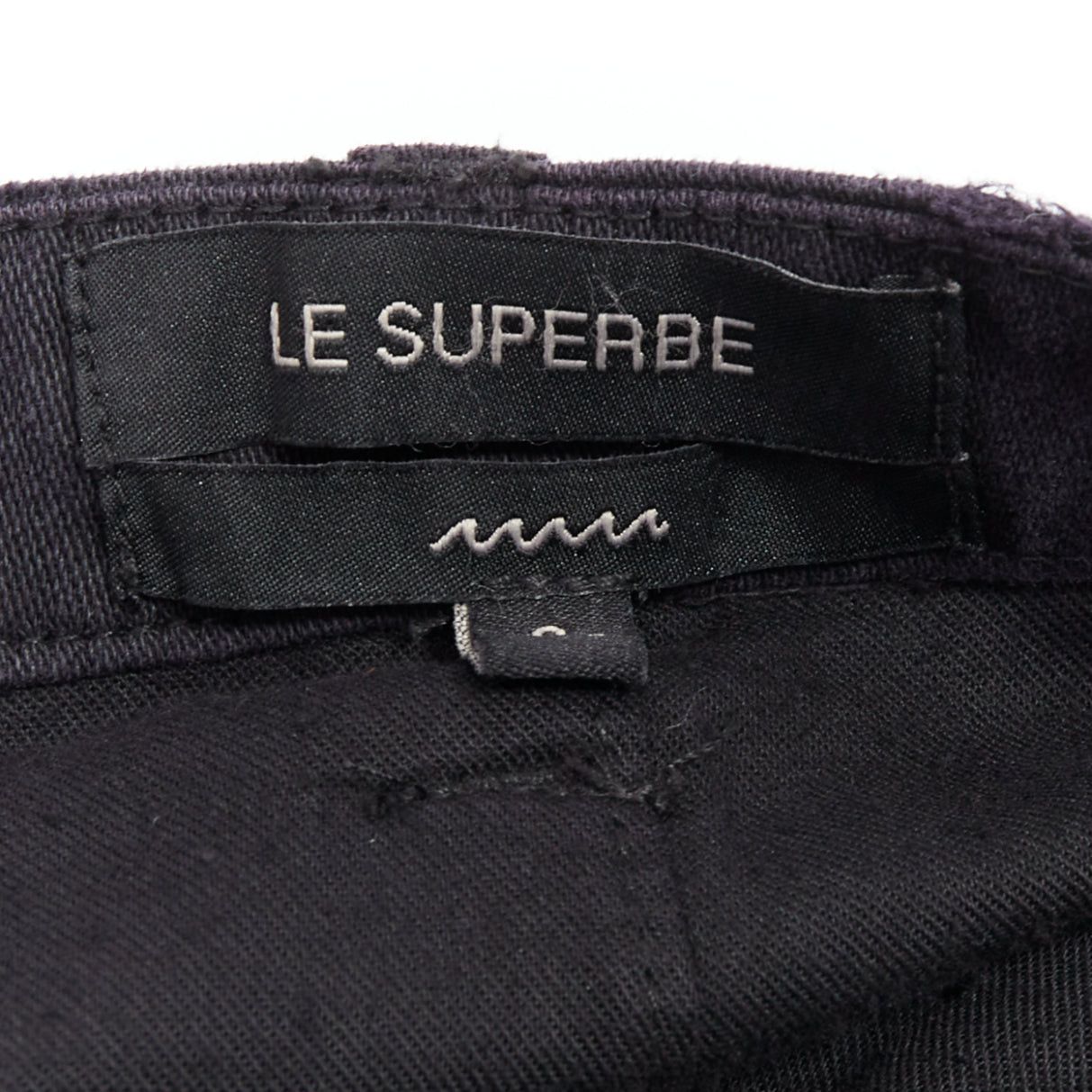 Le Superbe LE SUPERBE black denim tulle hem overlay crystal button midi skirt US0 XS Size 26" / US 2 / IT 38 - 8 Thumbnail